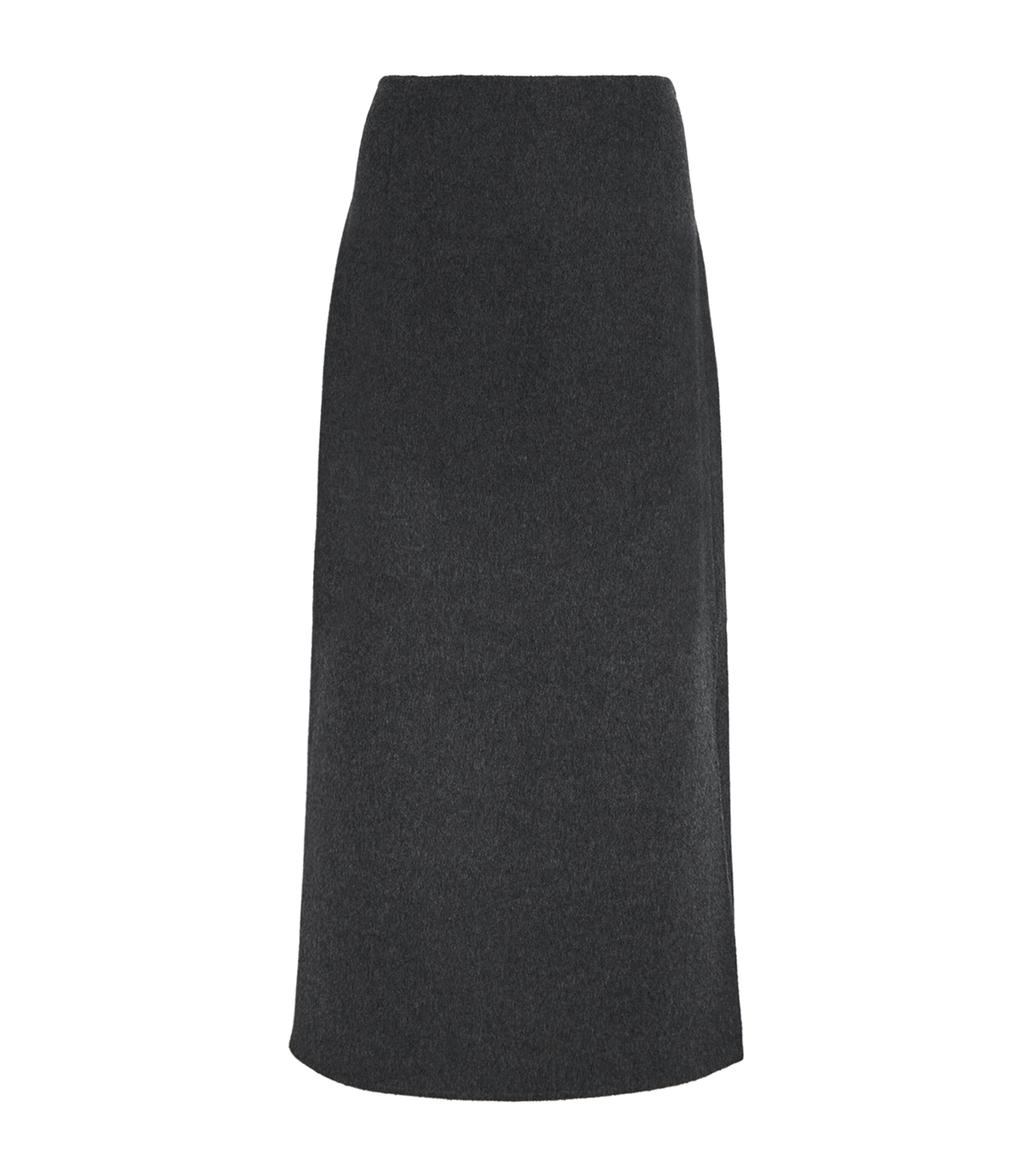 Lafayette 148 Wool-cashmere Double Face High Waisted Midi Skirt In Black