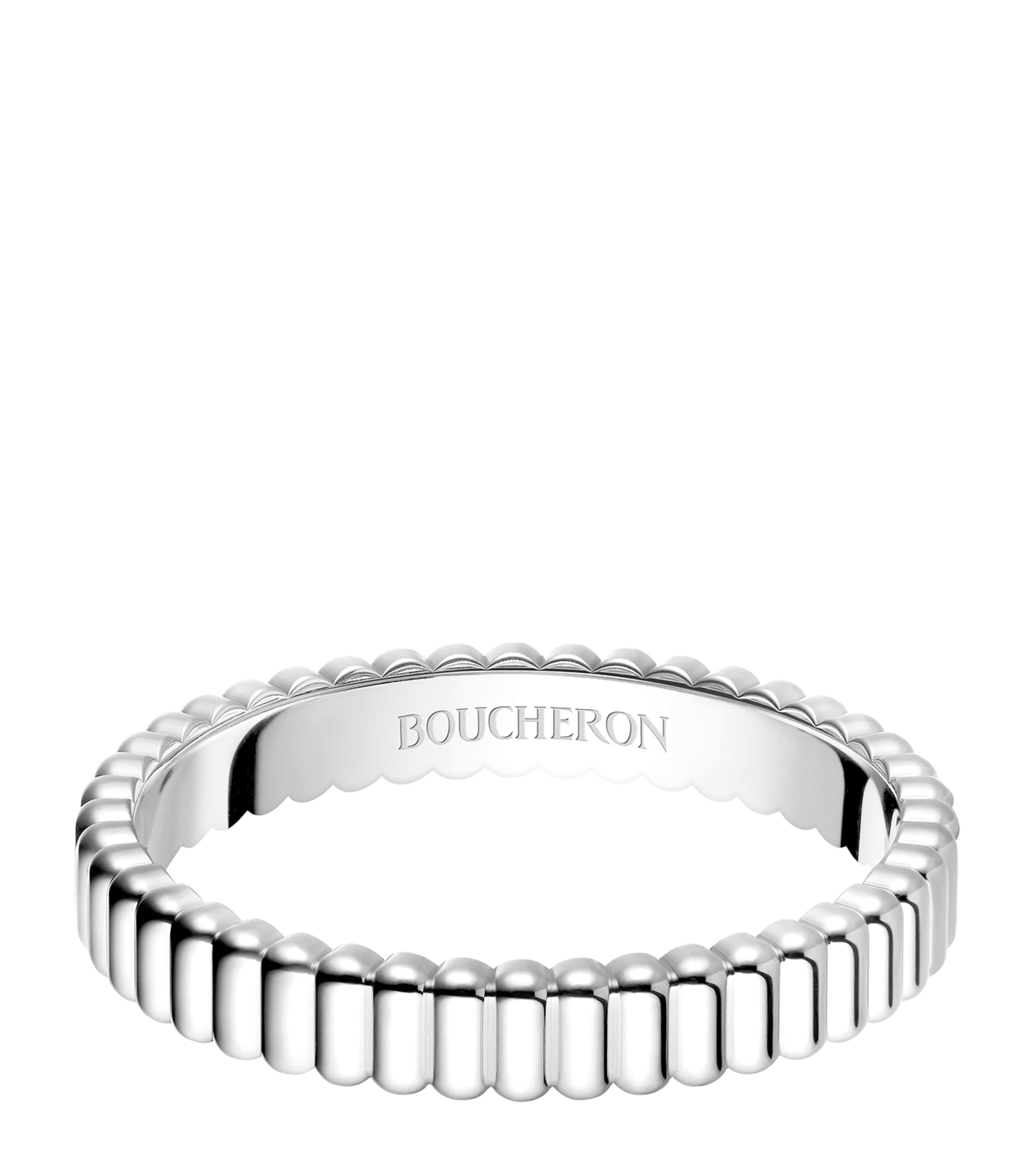 BOUCHERON WHITE GOLD GROSGRAIN WEDDING BAND