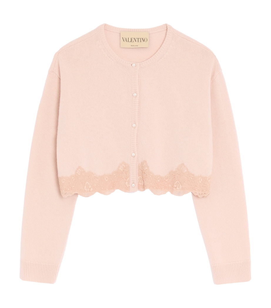 Virgin Wool Lace-Trim Cardigan C57 Image 1