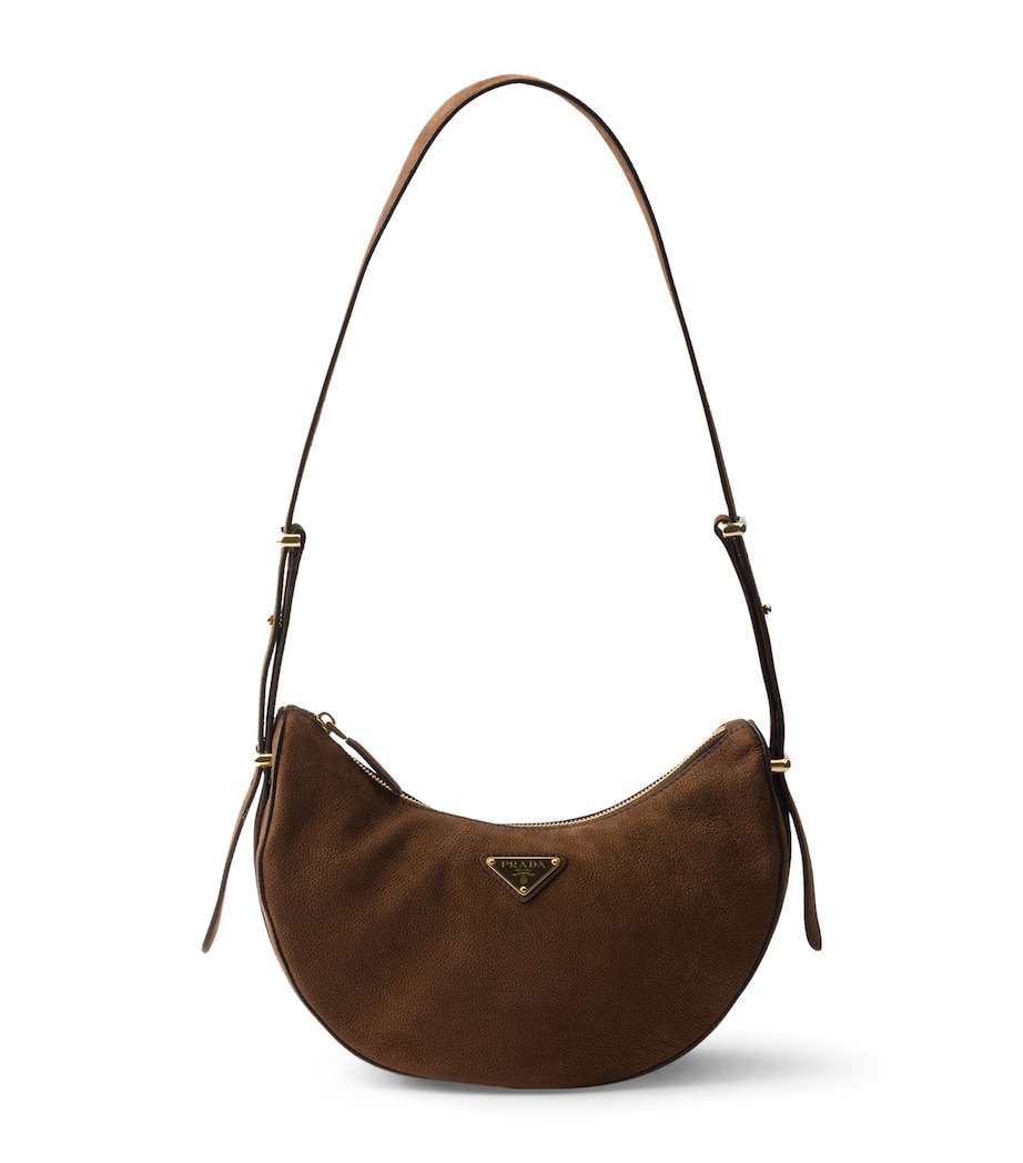 Prada Small Nubuck Leather Arqué Shoulder Bag Brown Image 1