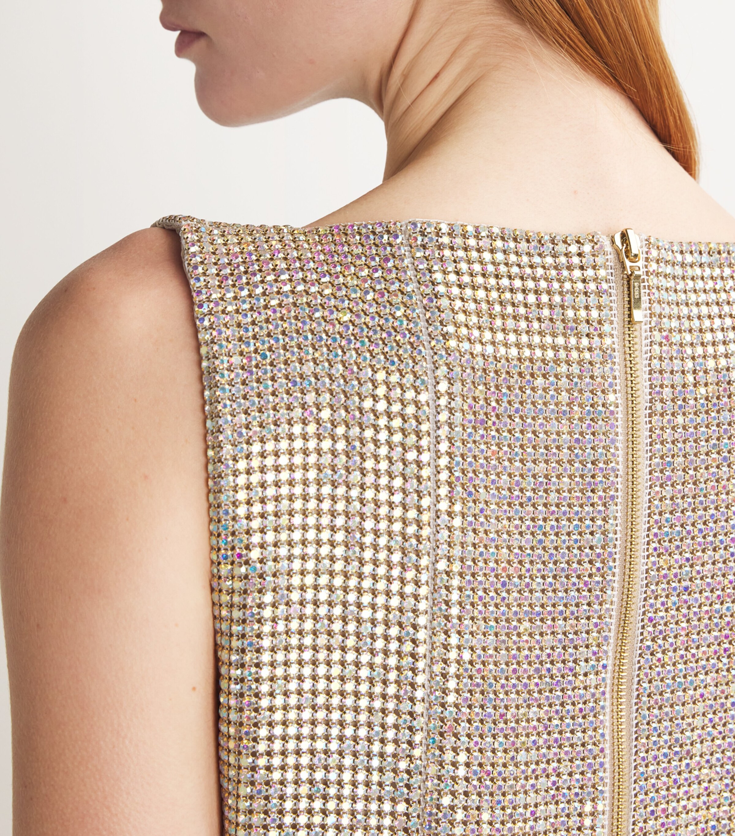 Crystal Embellished Thora Mini Dress GOLD / NUDE Image 4