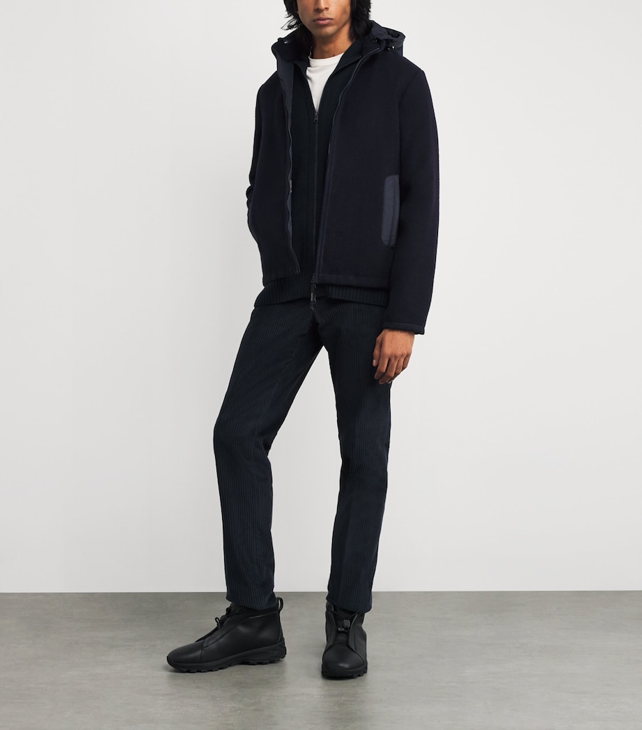 Wool Hooded Jacket 01098 - NAVY Image 2