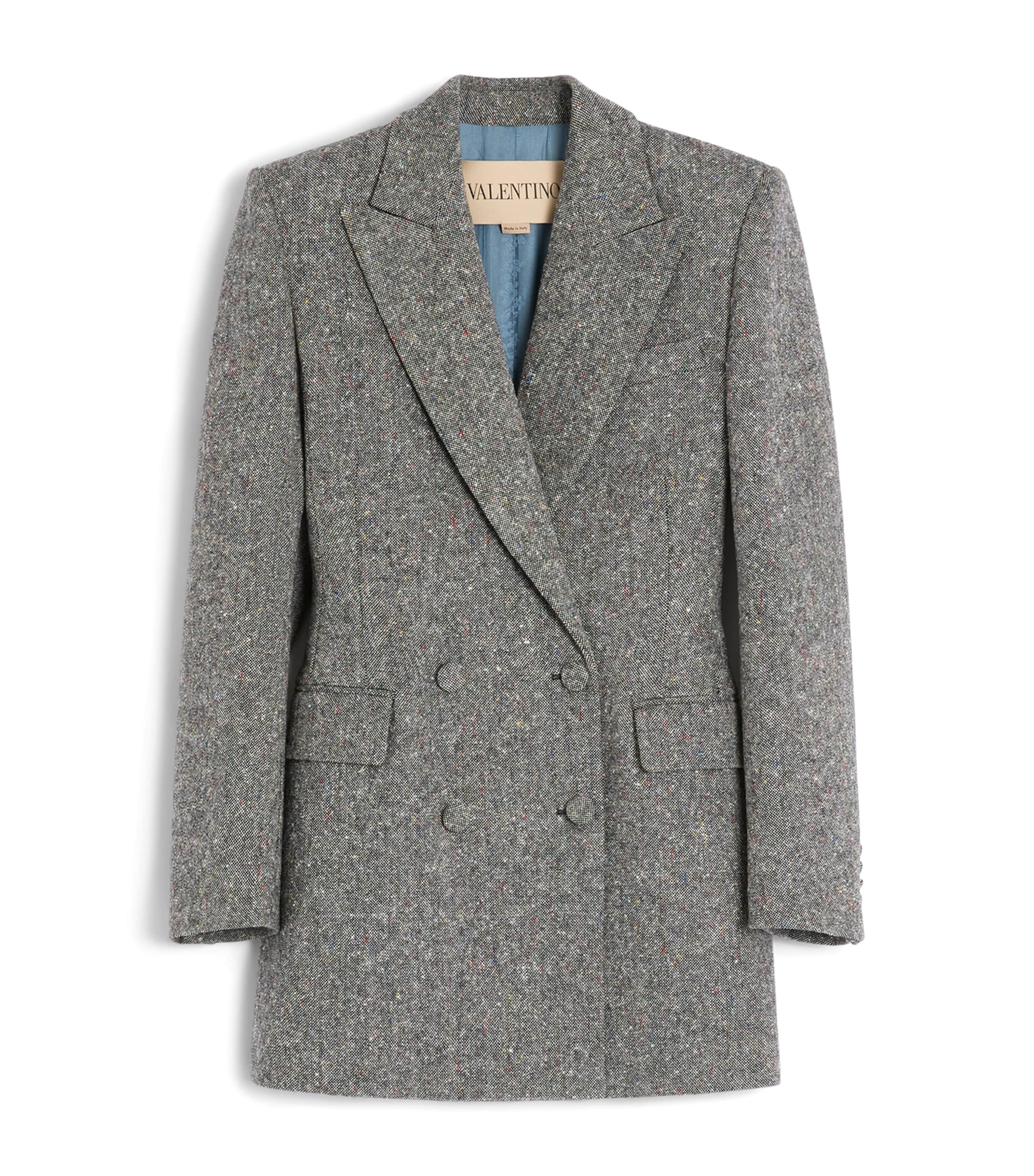 Valentino Wool-blend Pea Coat In Gray
