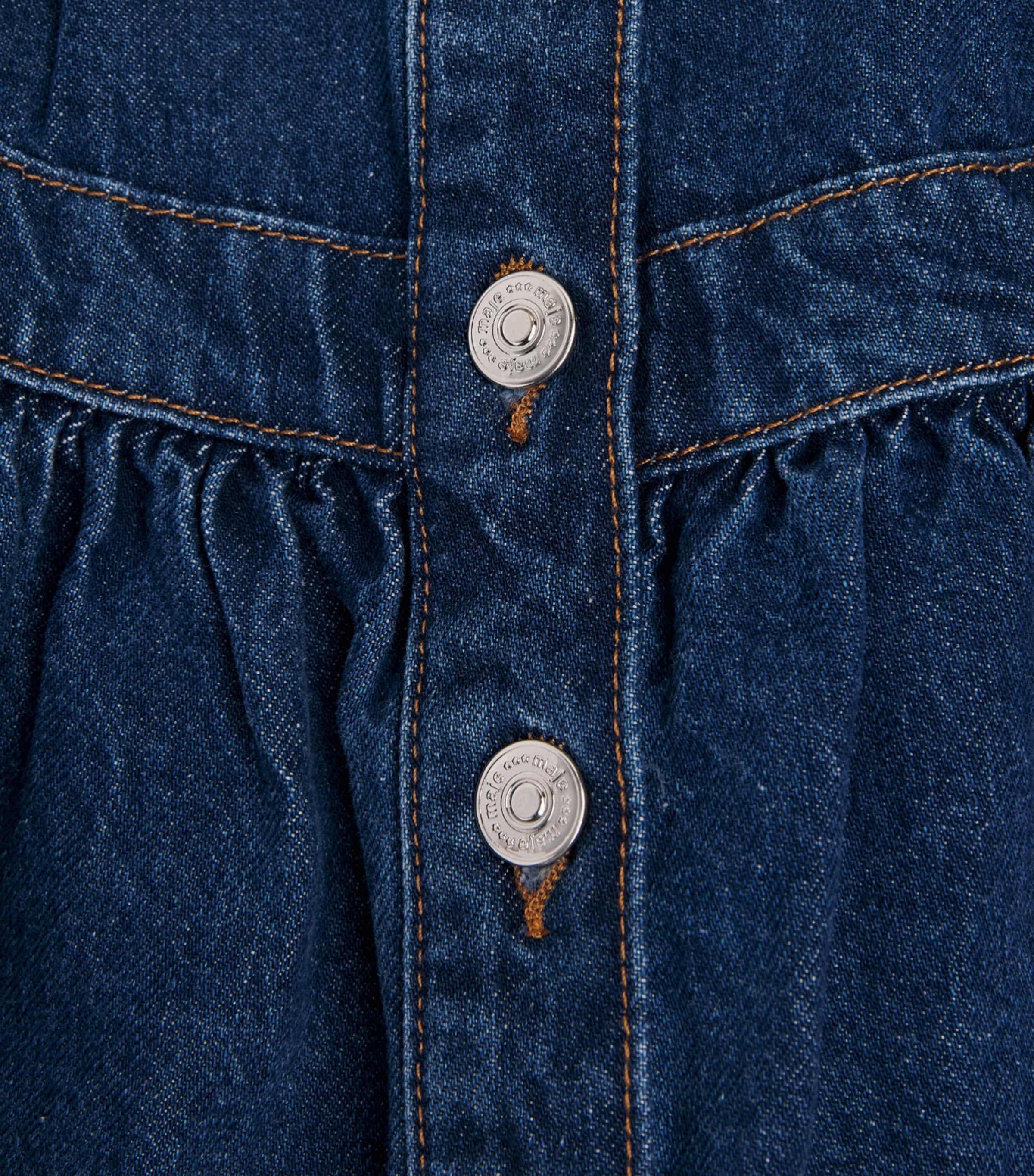 Maje Womens Denim Button-Detail Mini Skirt Blue Image 6