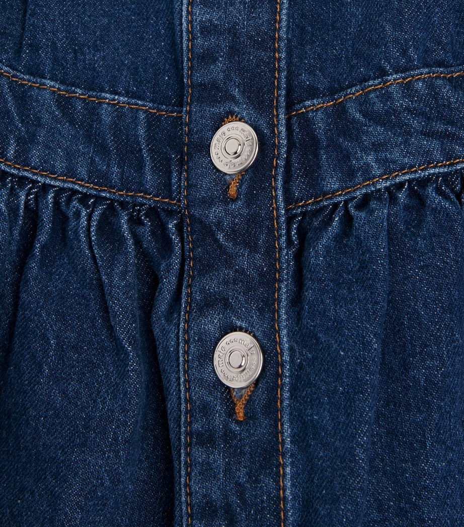 Maje Womens Denim Button-Detail Mini Skirt Blue Image 6