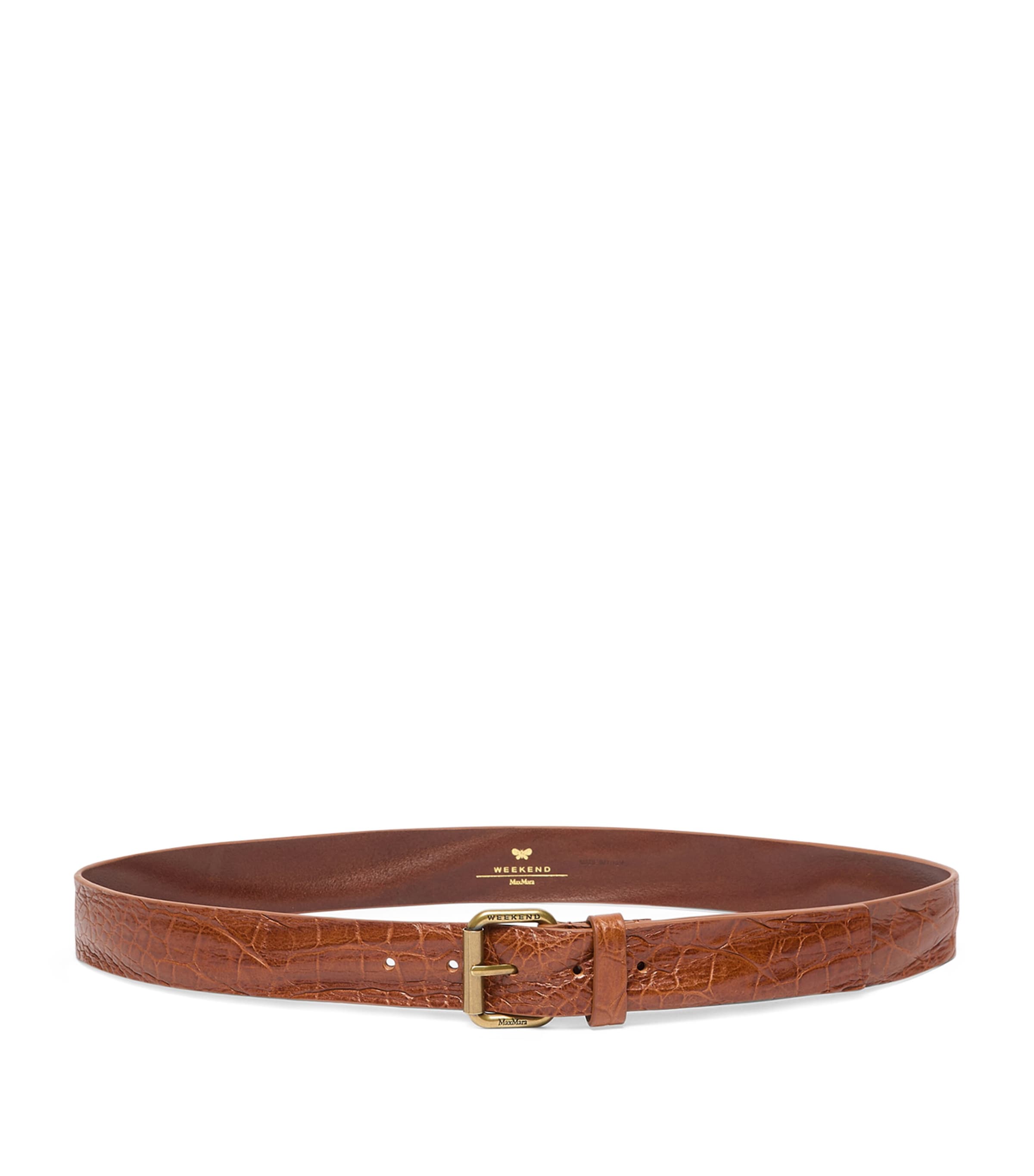 Croc-Embossed Leather Belt TOBACCO Image 1