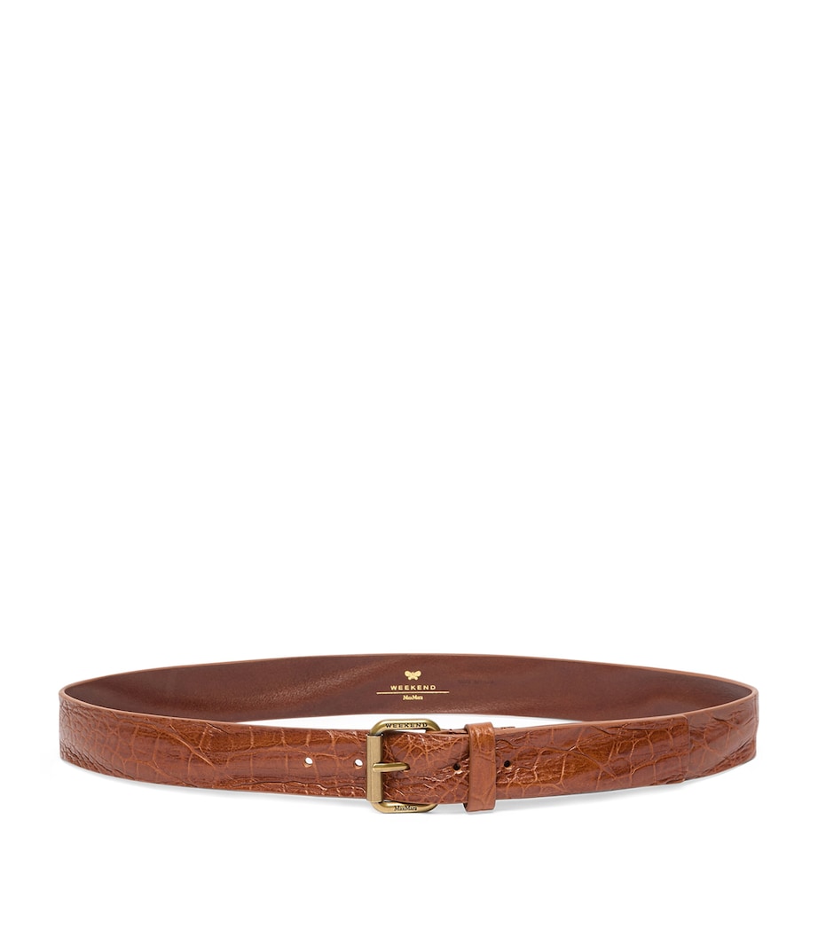 Croc-Embossed Leather Belt TOBACCO Image 1