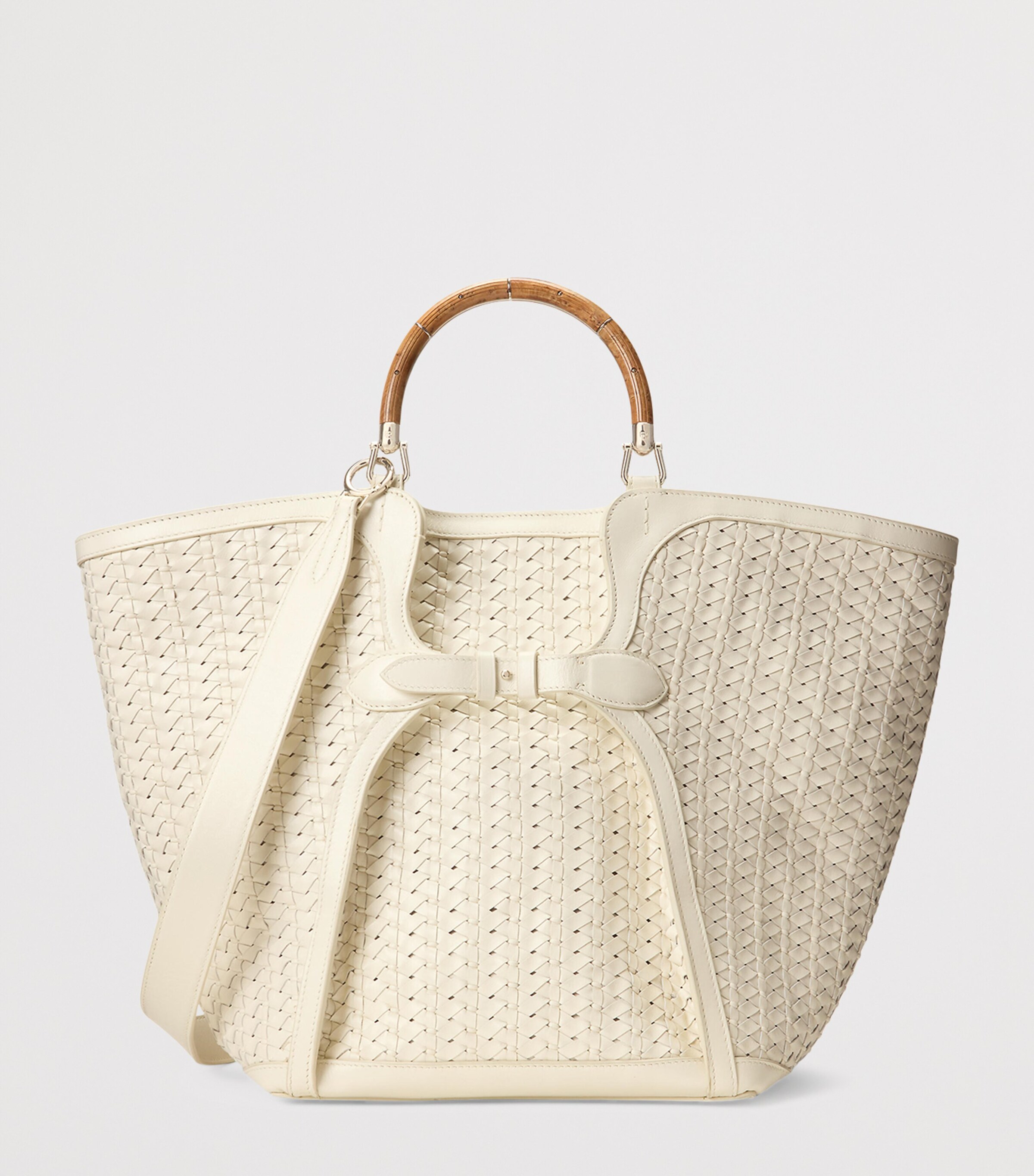 Ralph Lauren Collection Large Leather The Ralph Tote Bag Natural Image 3