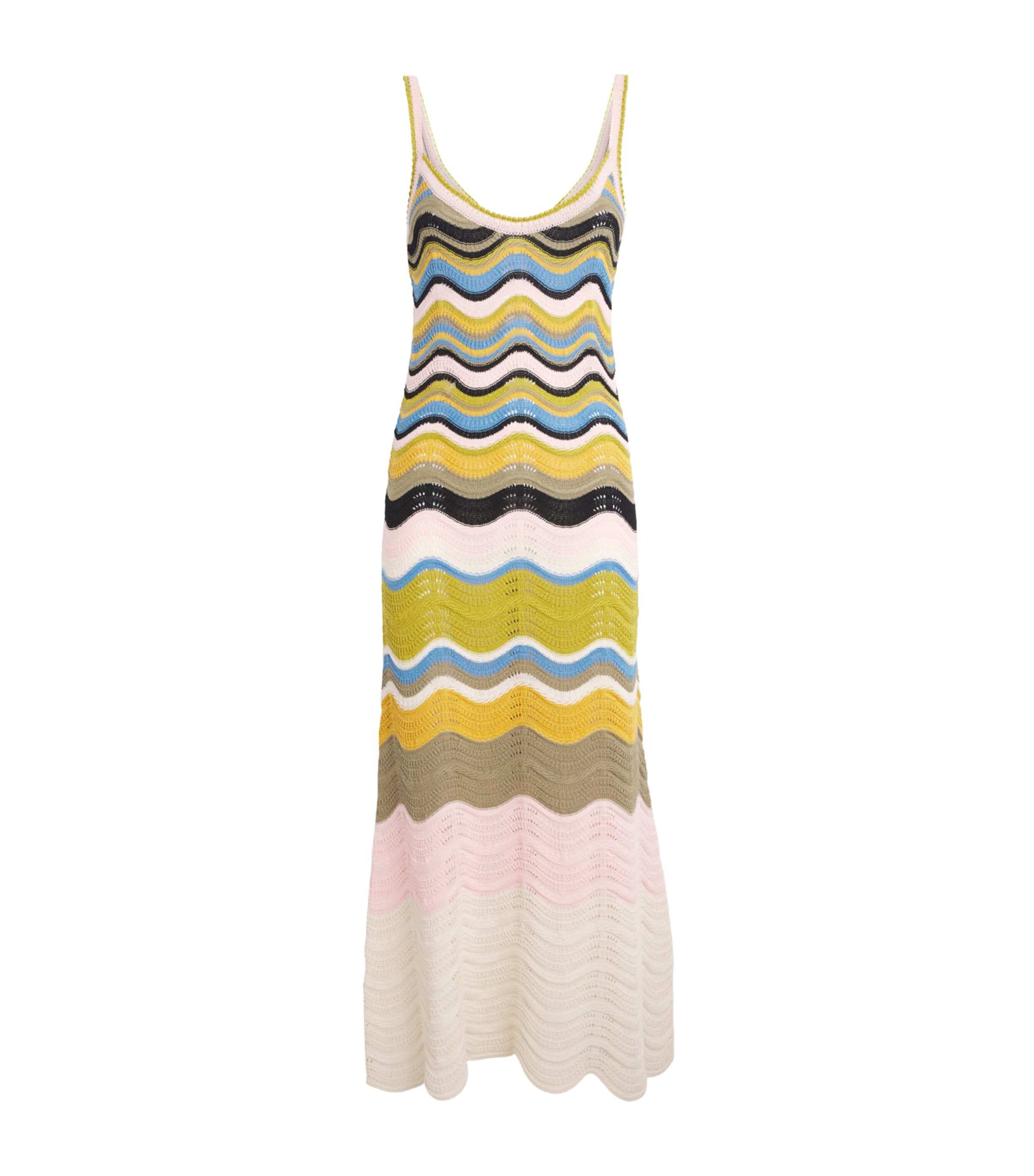 La Doublej Womens Cotton Knitted Chevron Midi Dress Mltclr Image 1