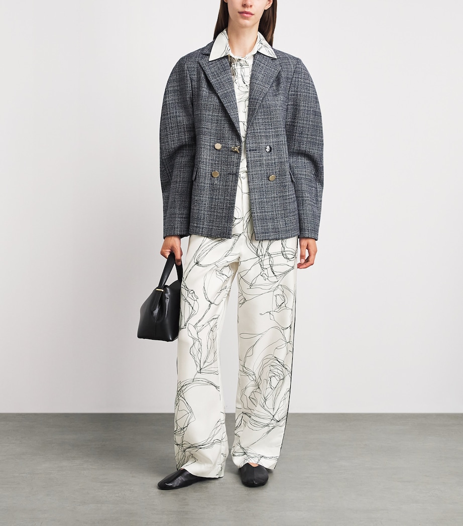 Fabiana Filippi Womens Silk Twill Printed Trousers Bianco Image 2
