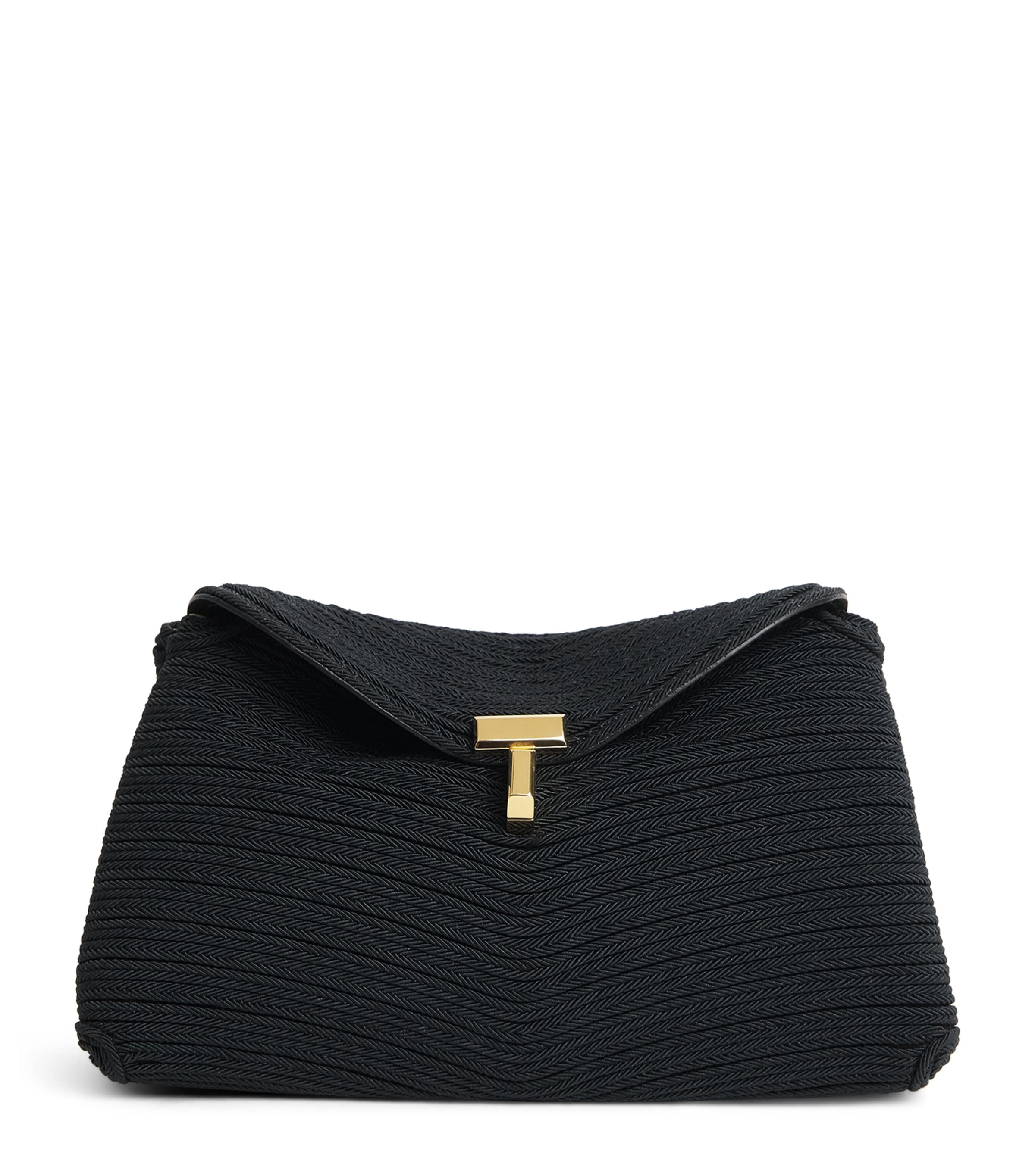 Toteme Mini Woven Clutch Bag Black