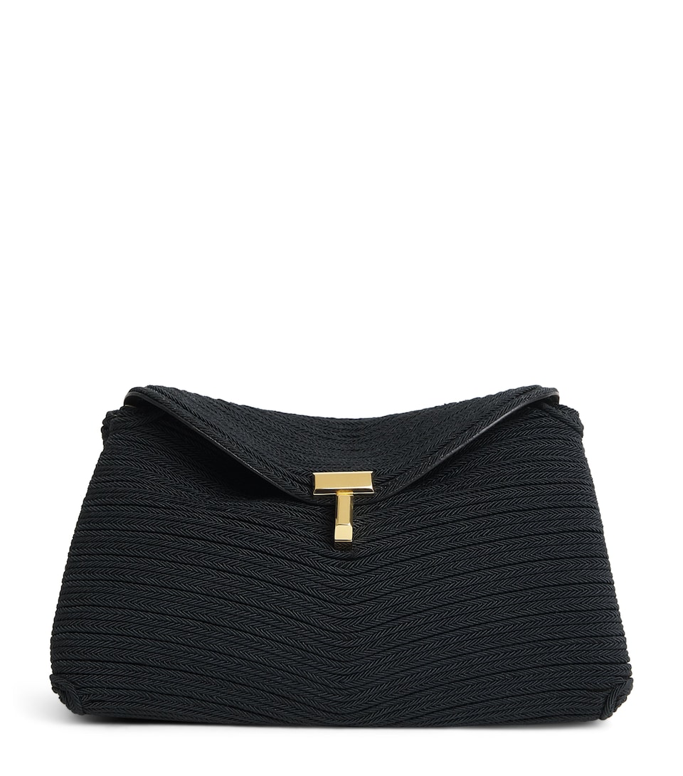 Toteme Mini Woven Clutch Bag Black