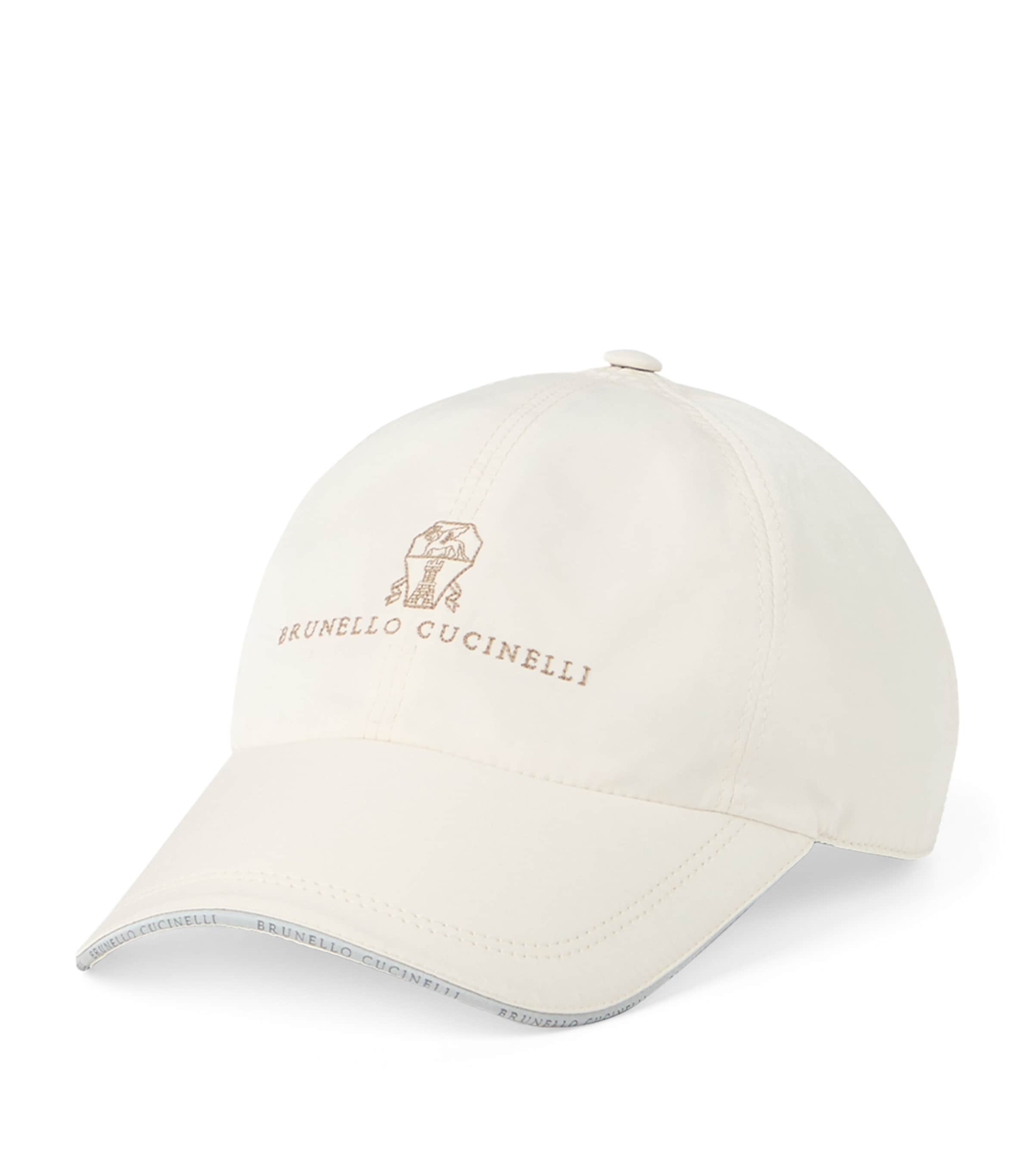Brunello Cucinelli Baseball Cap In Garment-dyed Twisted Cotton Gabardine With Embroidered Logo In White
