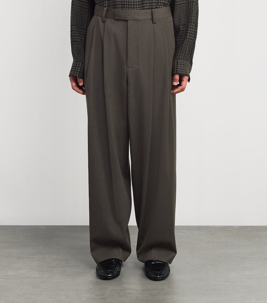 Pleated Wide-Leg Trousers GREYISH KHAKI GK Image 3