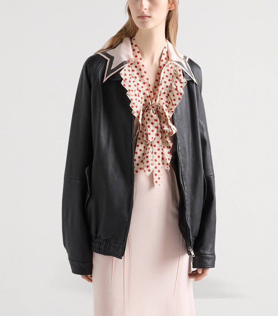 Prada Womens Nappa Leather Blouson Jacket Black Image 4