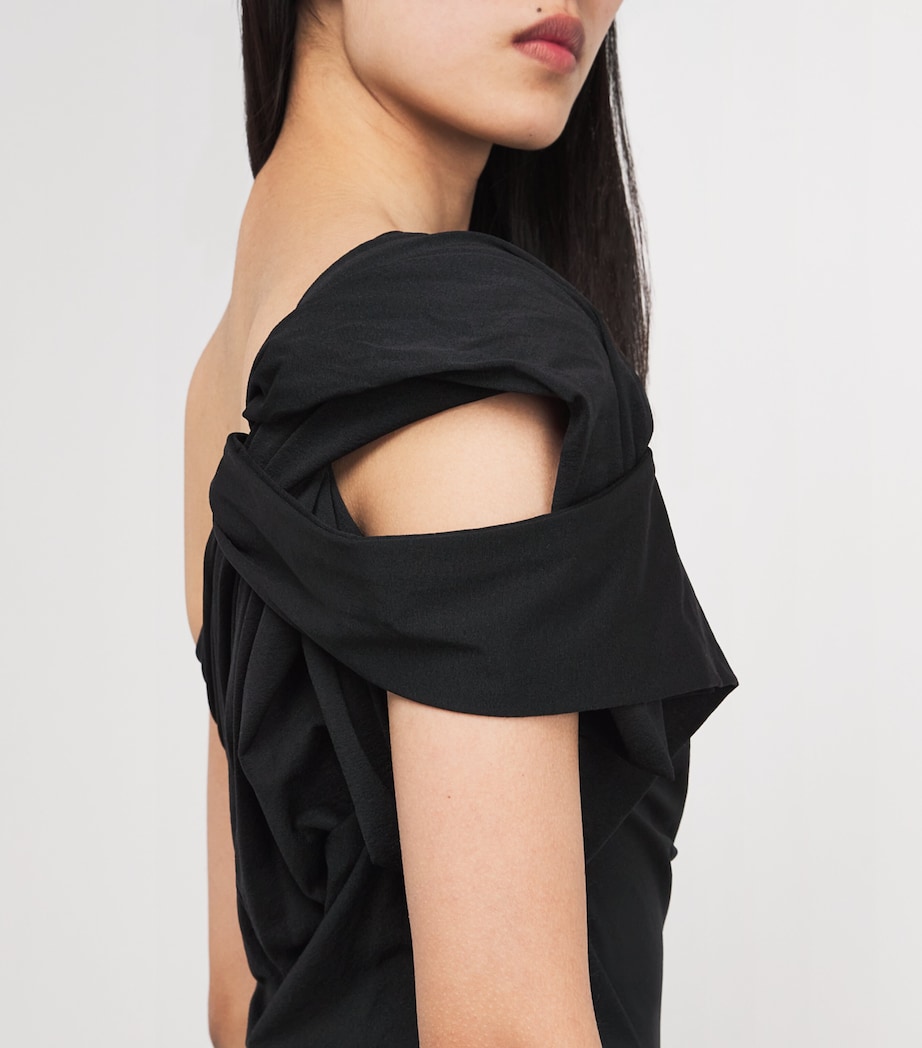 Twisted One-Shoulder Mini Dress 09 BLACK Image 4