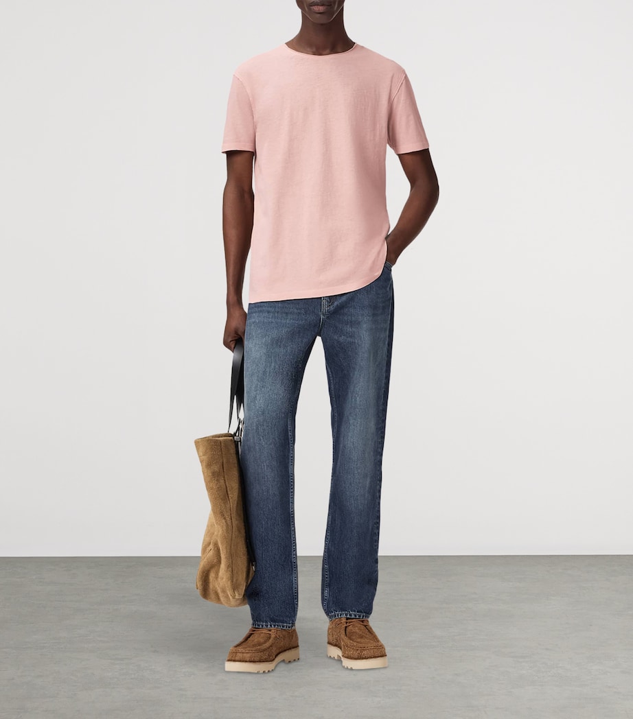 AllSaints Mens Stretch-Cotton Figure T-Shirt Sunbaked Pink Image 6