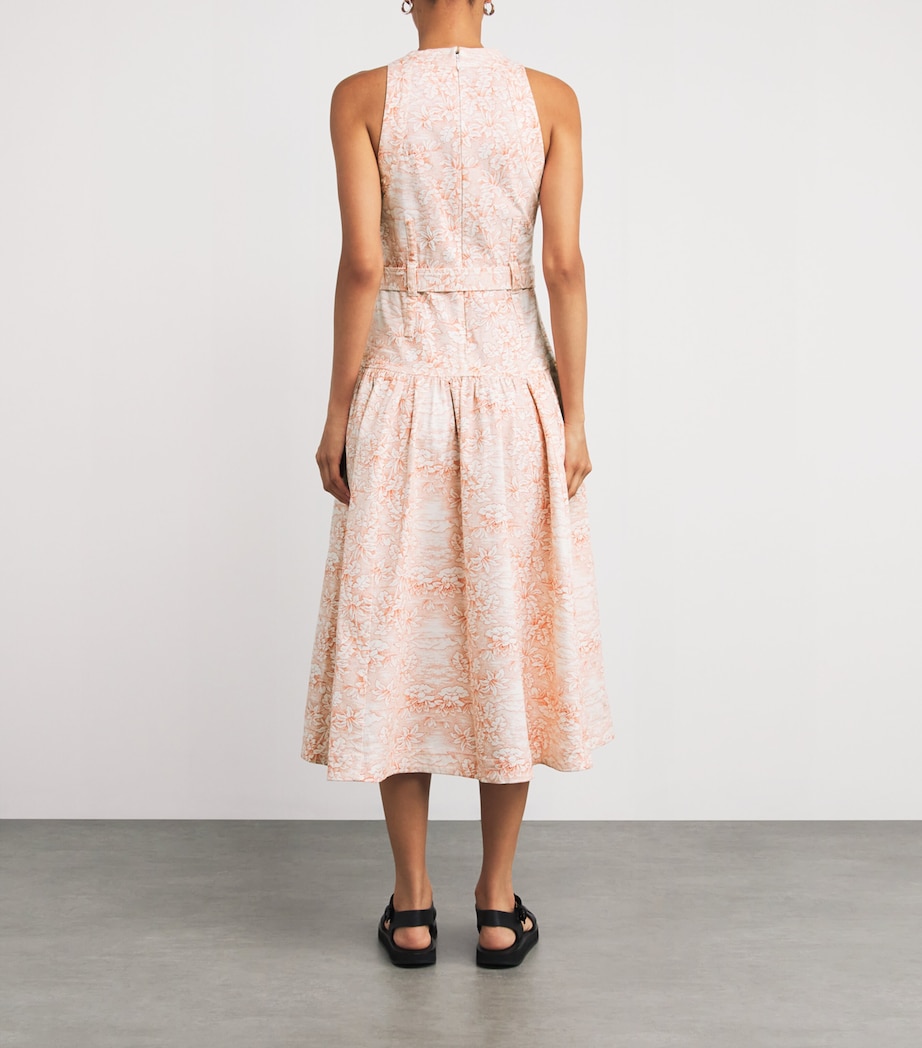 Stretch-Cotton Zoey Midi Dress WHITE/CHERRY TOMATO Image 3