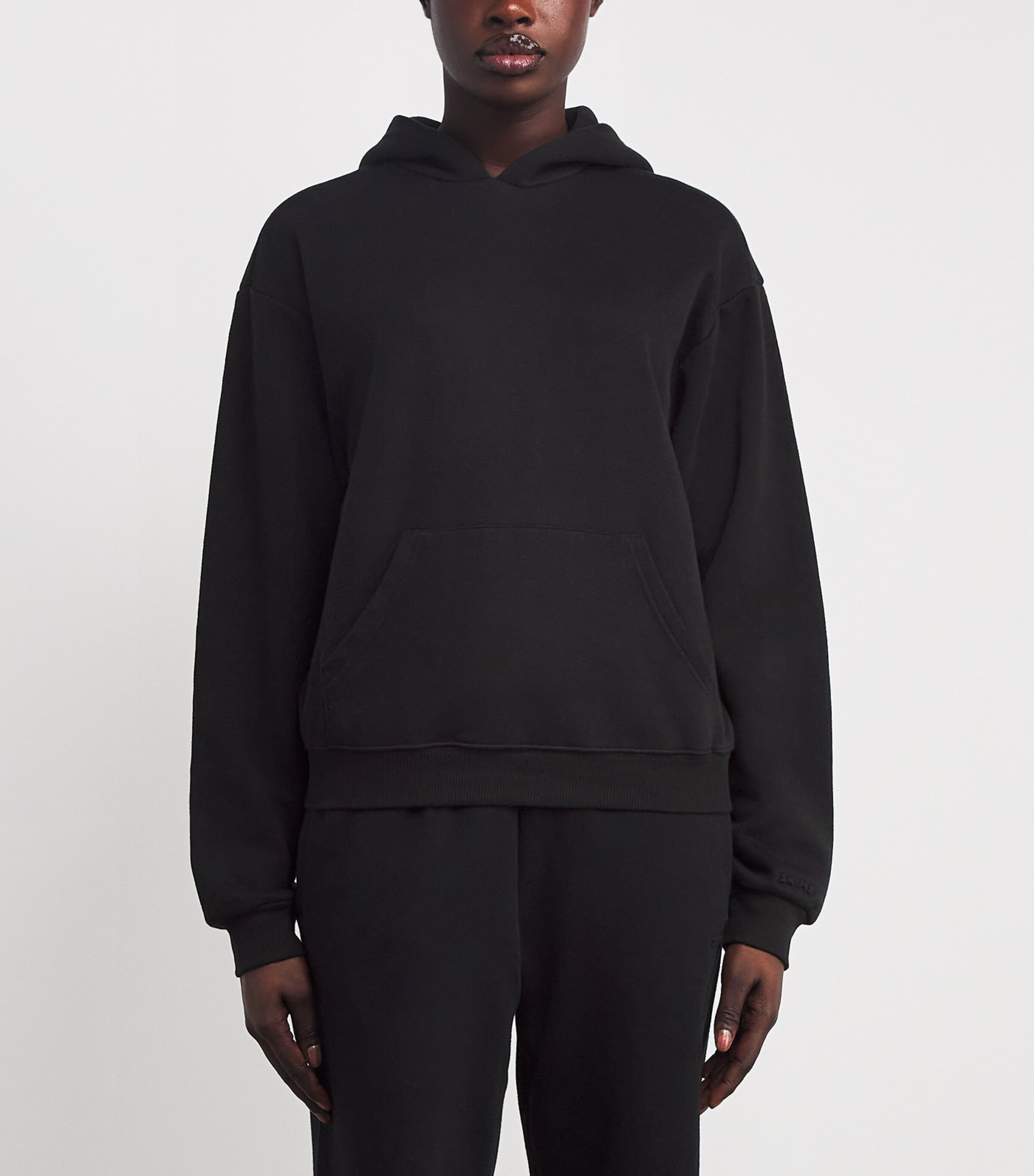 Skims Womens Fleece Classic Hoodie Onyx Image 3