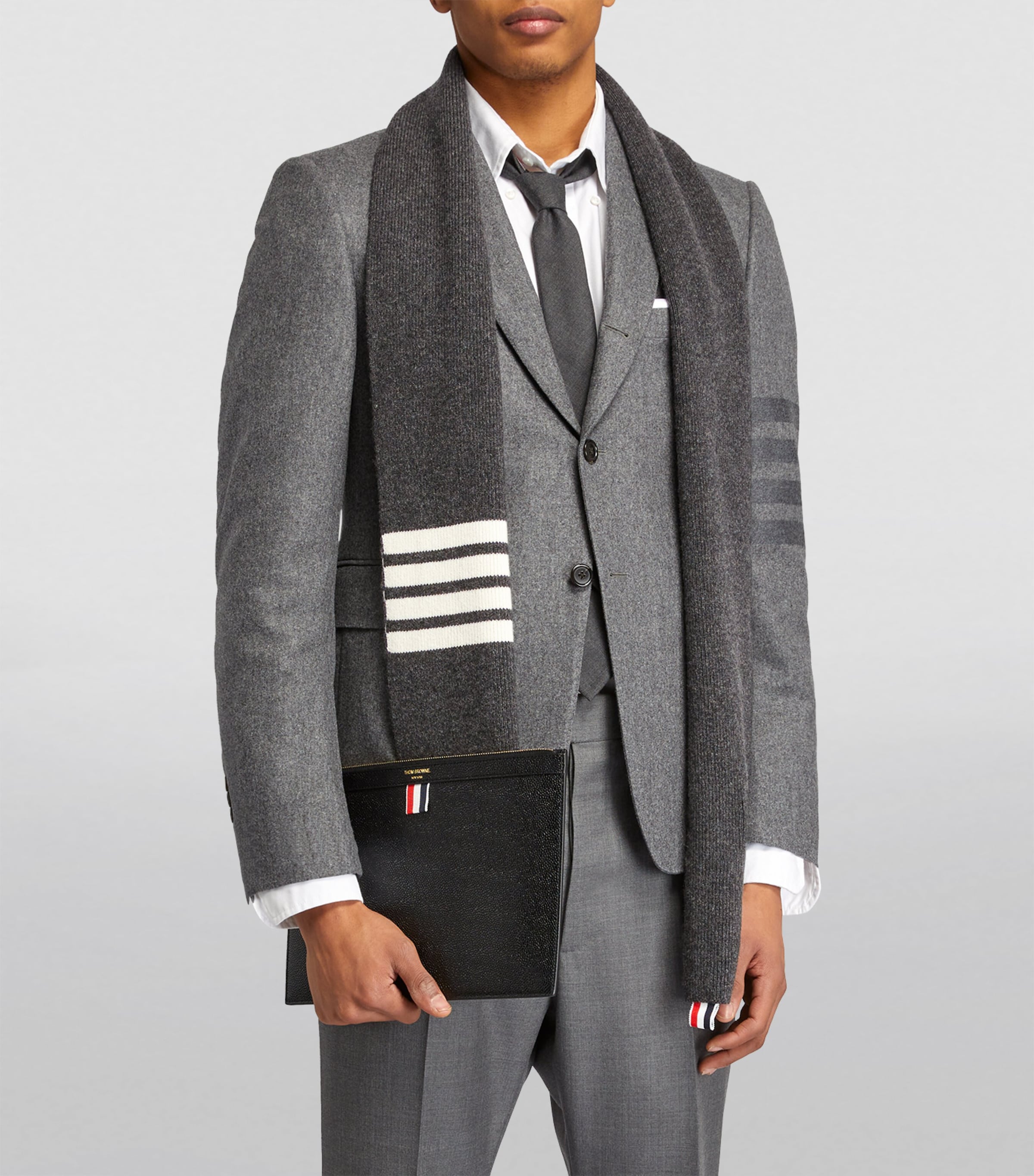 Thom Browne Cashmere 4-Bar Scarf Dark Grey Image 2