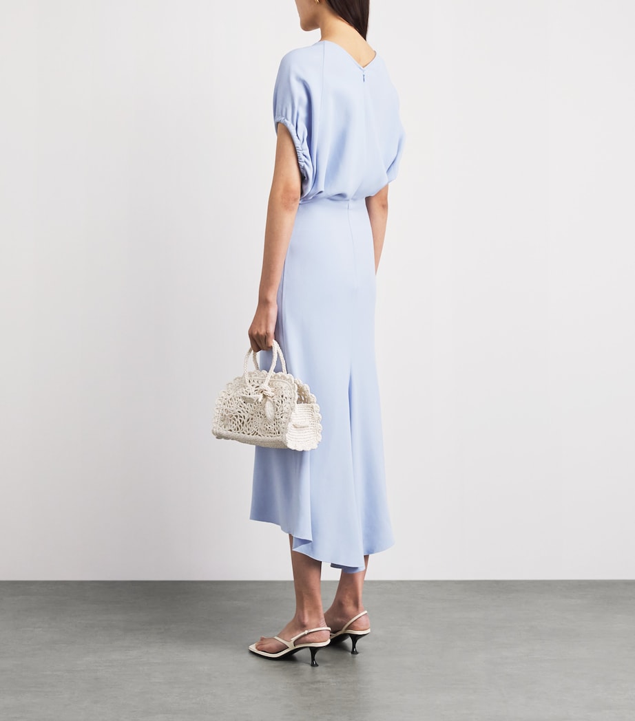 Victoria Beckham Womens V-Neck Edith Midi Dress Cloud Blue Image 4
