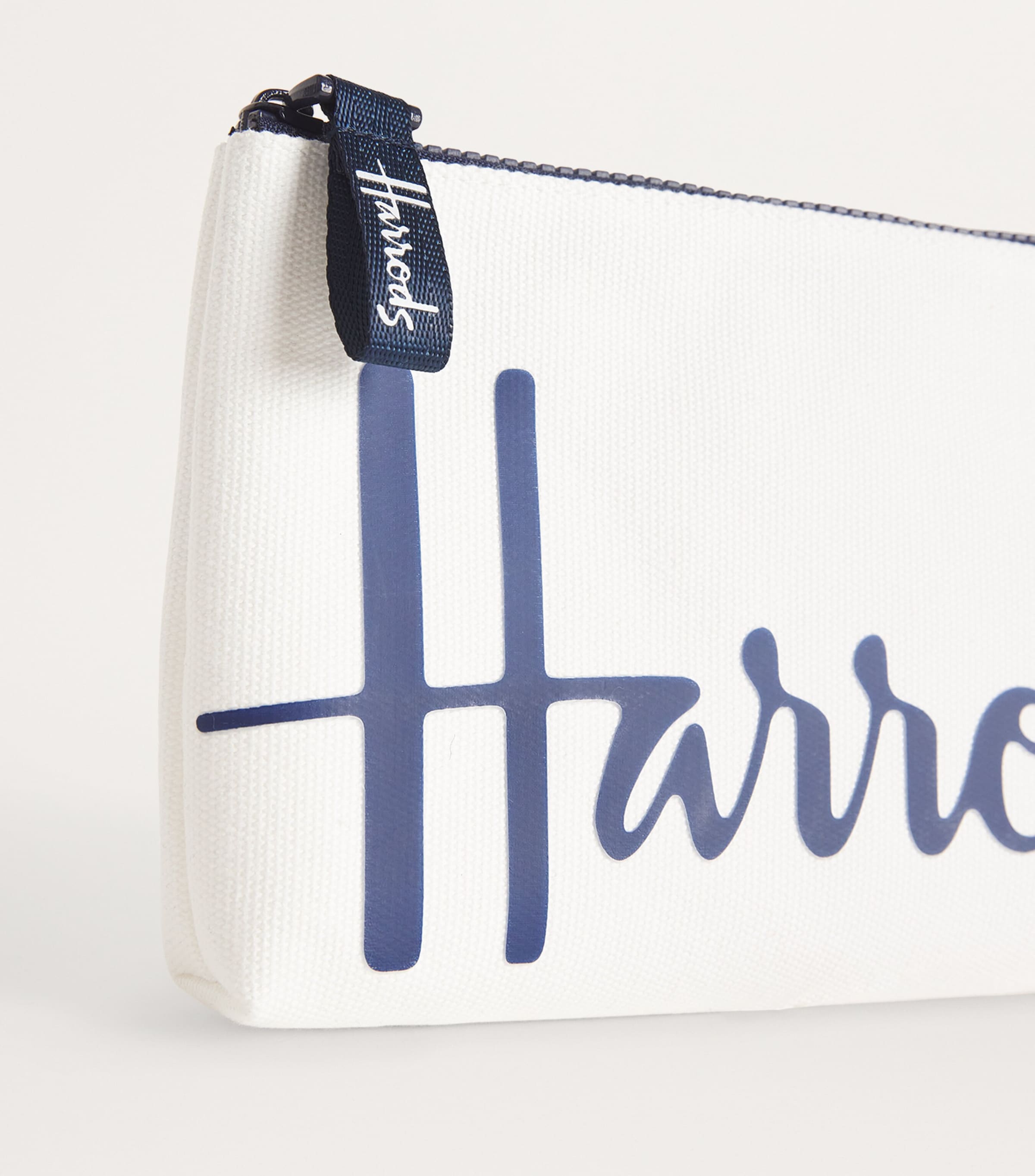 Harrods Small Cotton Logo Pouch Ivory Image 3
