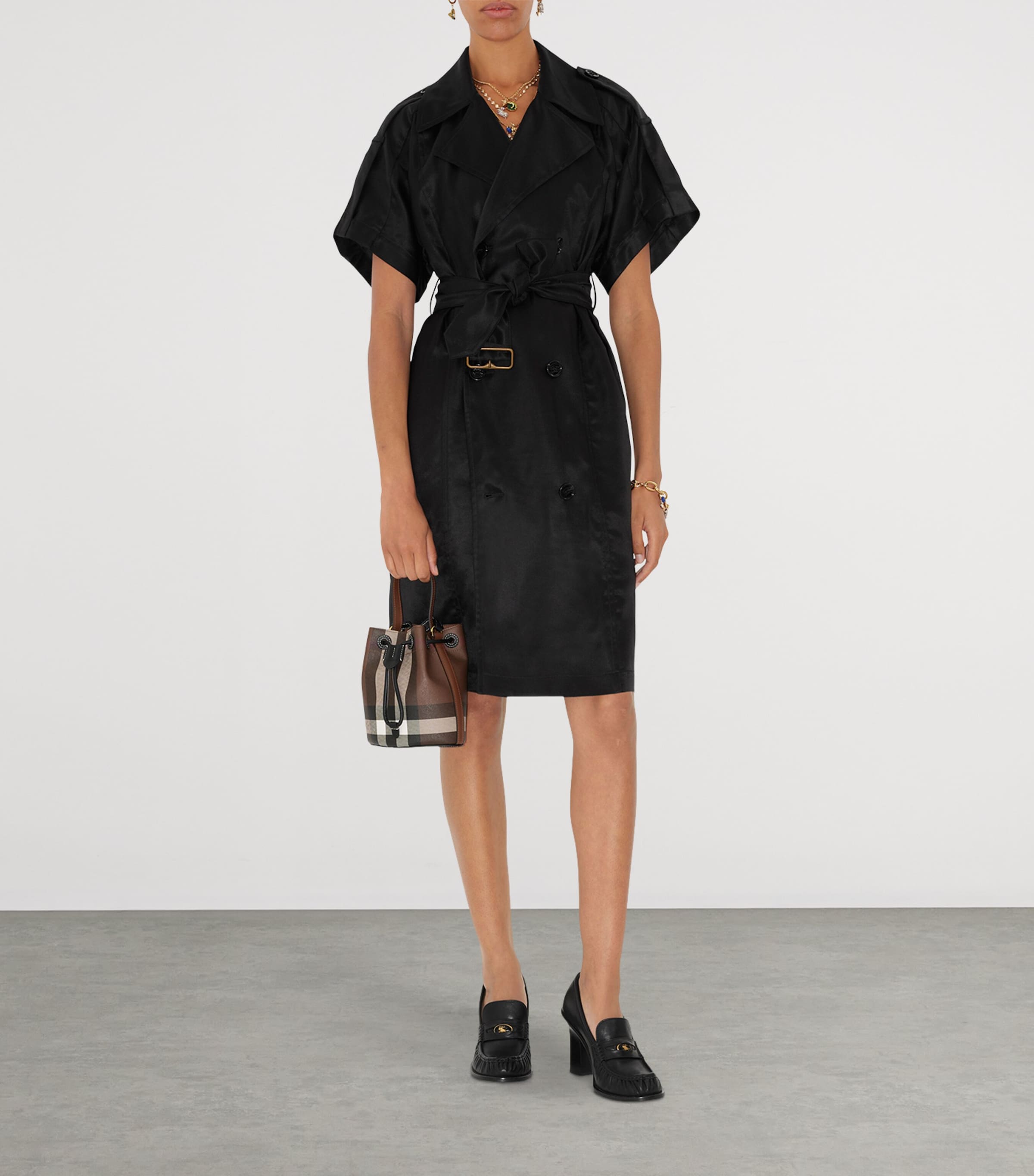 Mini Check Bucket Bag DARK BIRCH BROWN Image 2