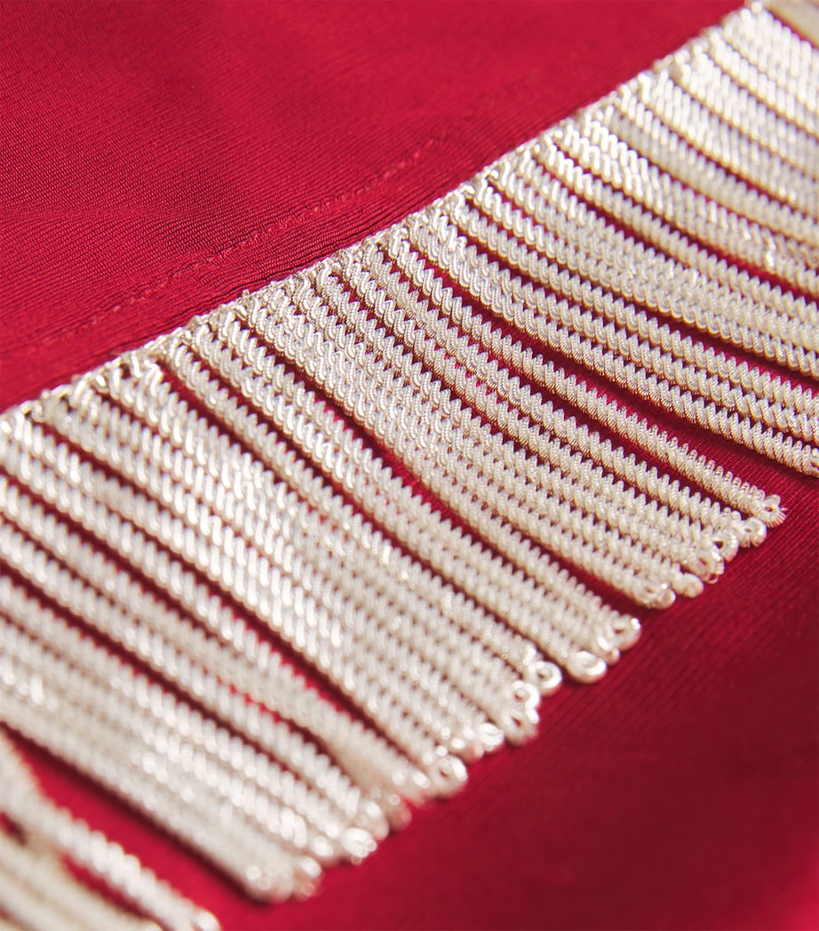 Tasselled Ring-Gathered Midi Dress P613 RUBY RED Image 5