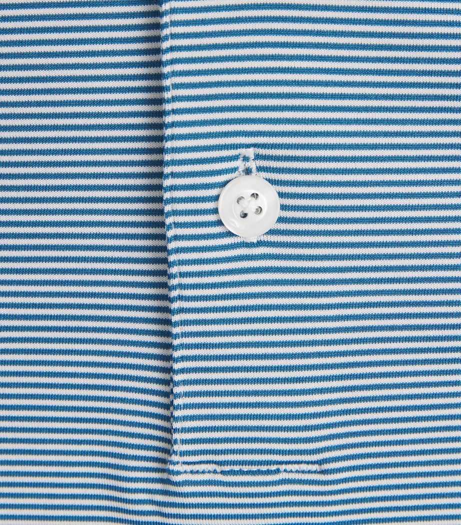 KJUS Mens Stripe Soren Long-Sleeve Polo Shirt Maritime/white Image 6