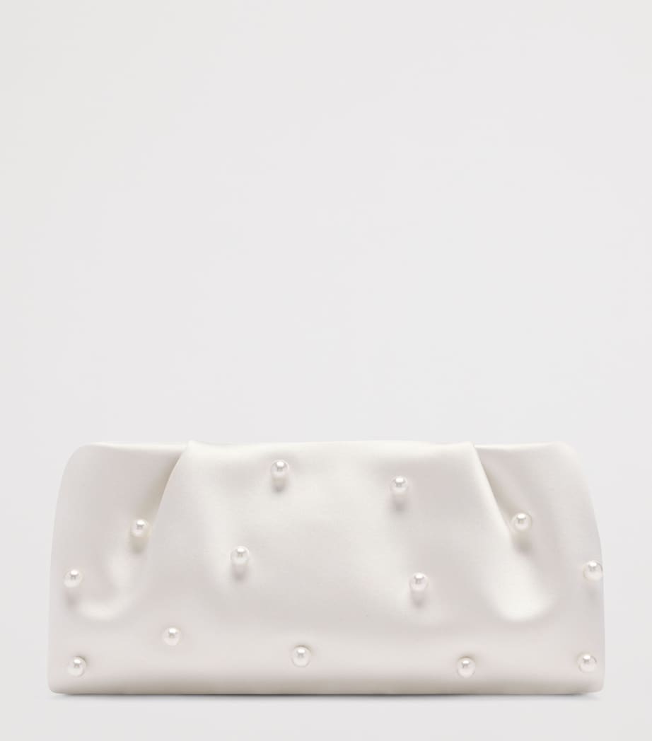 Malone Souliers Satin Embellished Vittoria Clutch Bag White Image 4