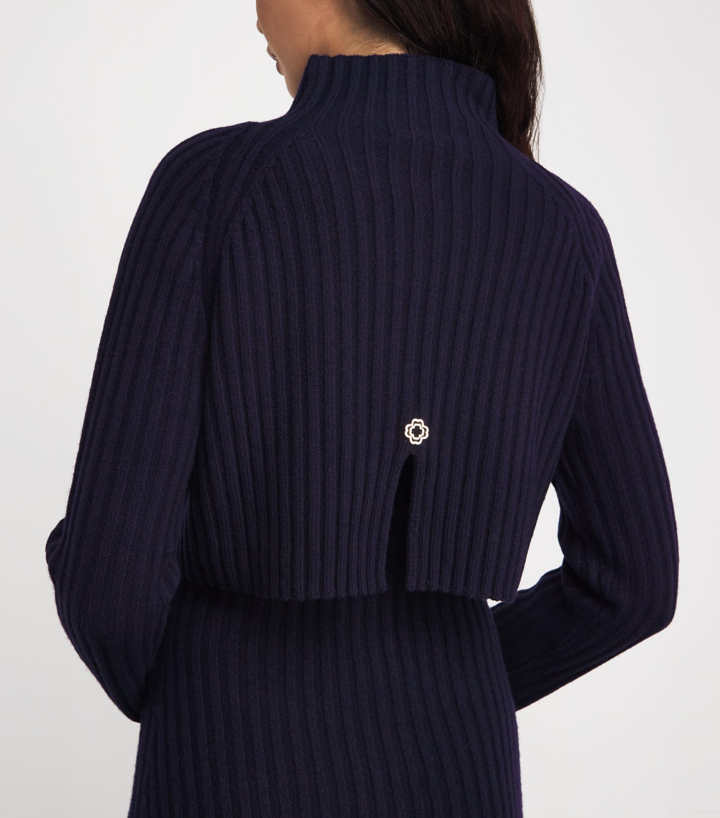 Wool Ribbed Maxi Dress NAVY Image 4