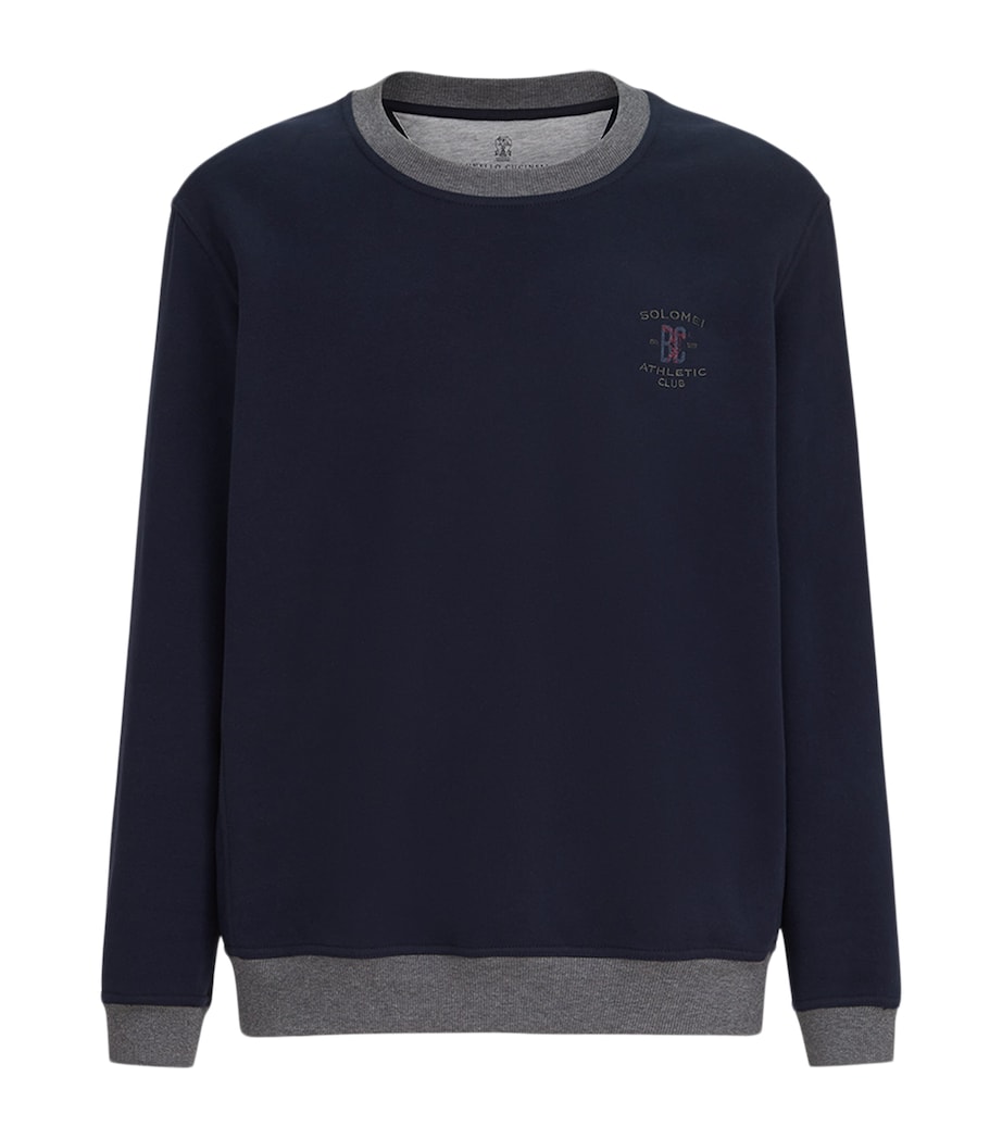 Brunello Cucinelli Mens Cotton Embroidered Sweatshirt Image 1