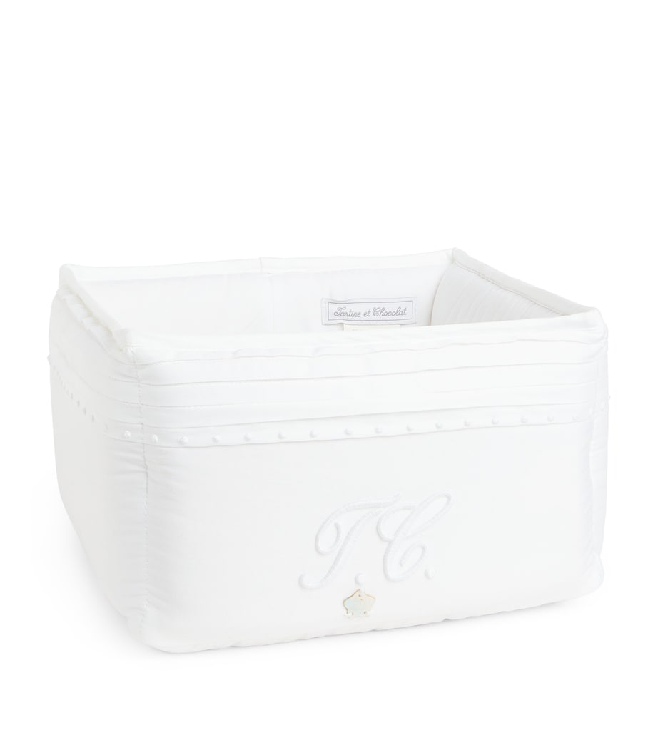 Cotton Monogram Basket WHITE Image 2