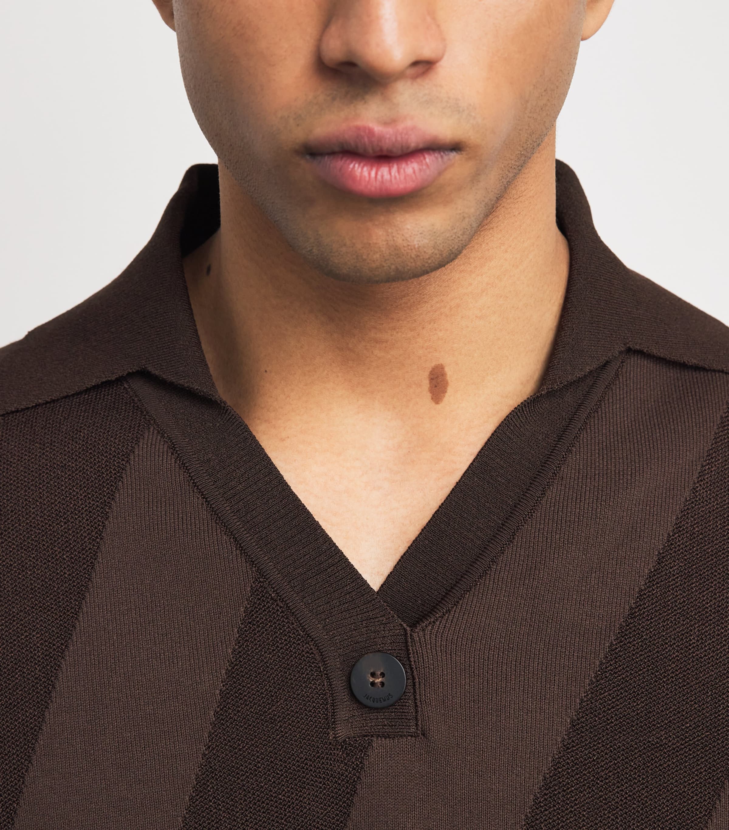 Cropped Stripe Polo Shirt DARK BROWN-880 Image 6