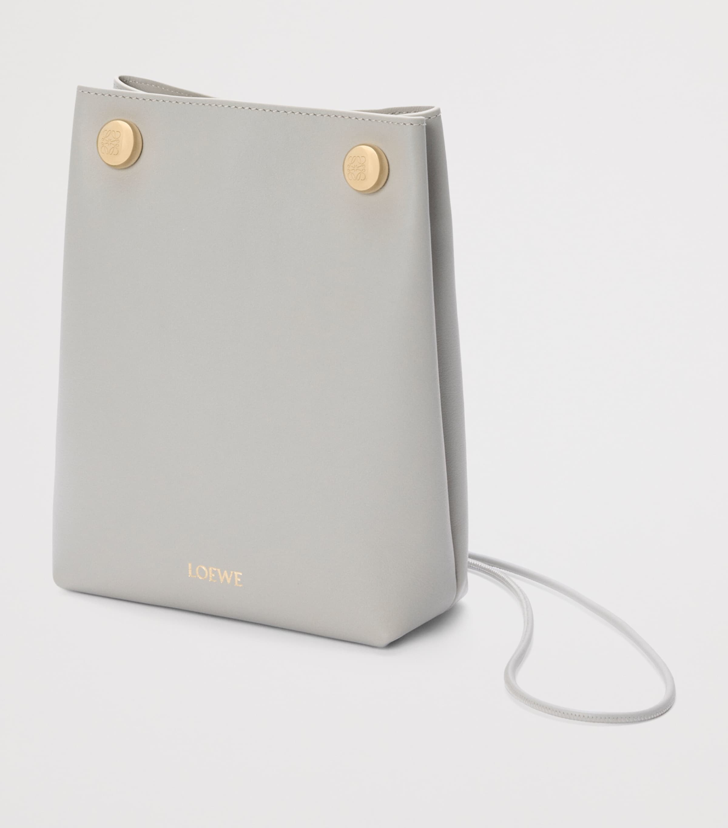 Leather Pebble Pouch Bag SHELL GREY Image 2