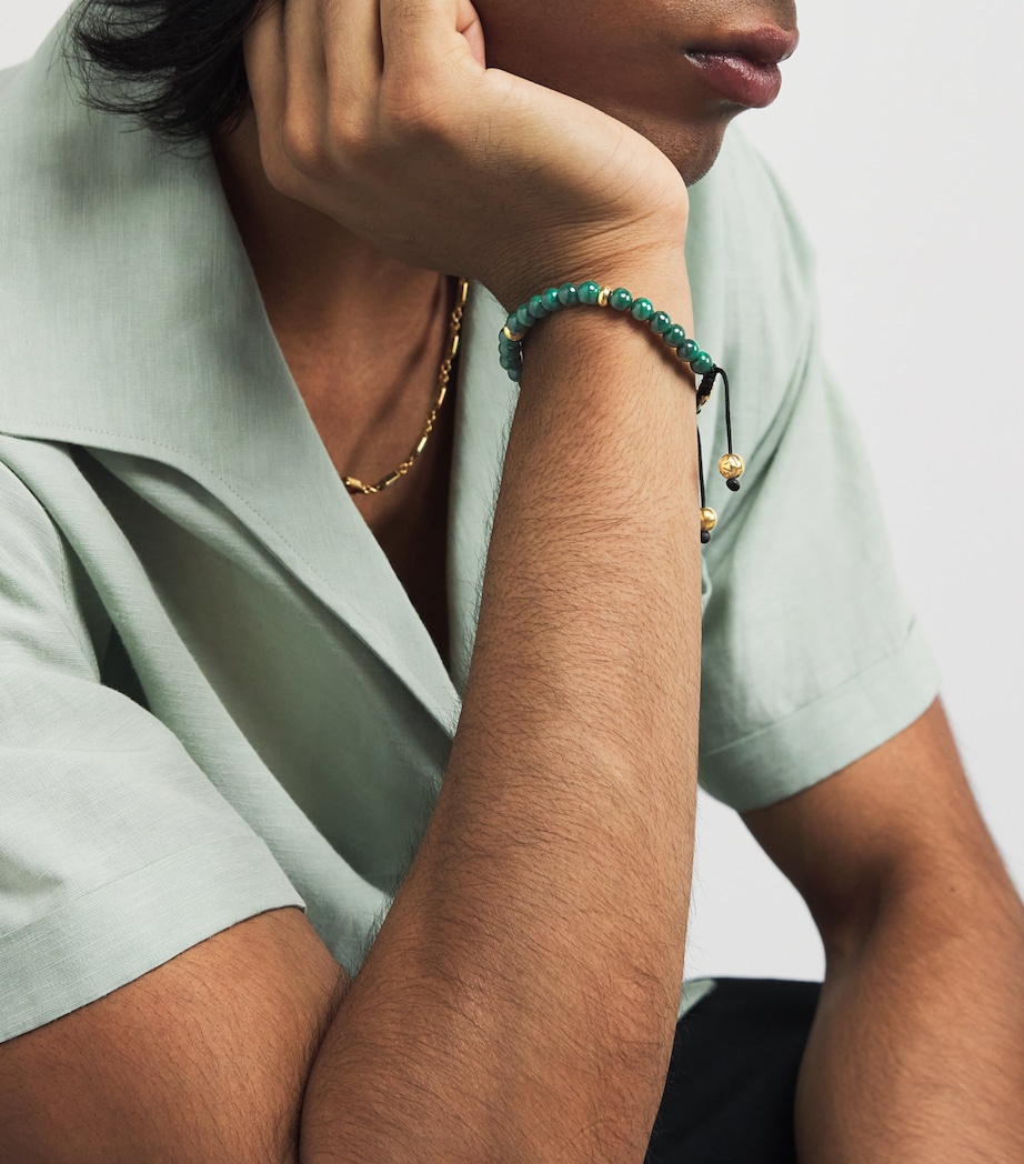 Gold-Plated Stainless Steel and Malachite Beaded Bracelet MULTI Image 5