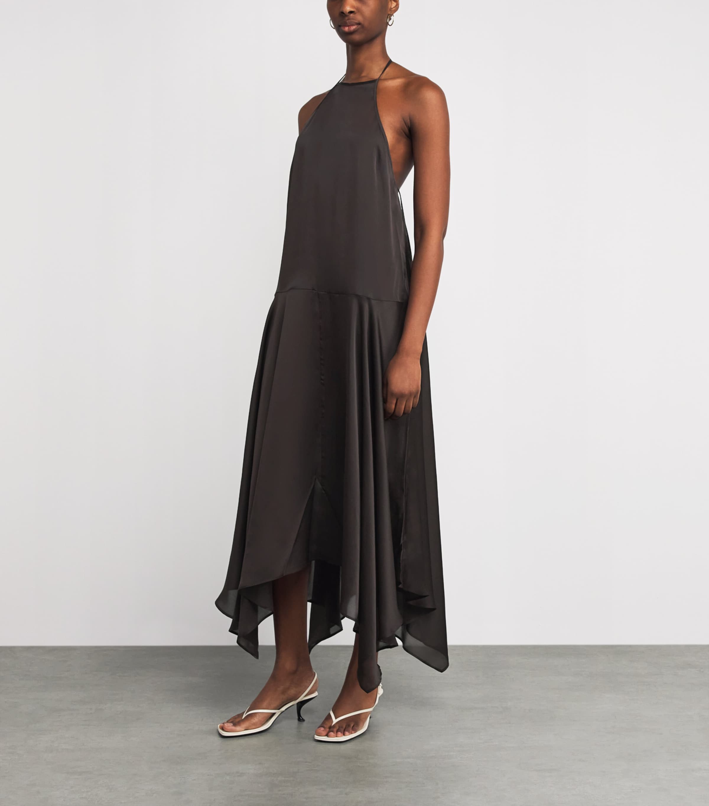 St. Agni Womens Silk Handkerchief Maxi Dress Bark Image 4