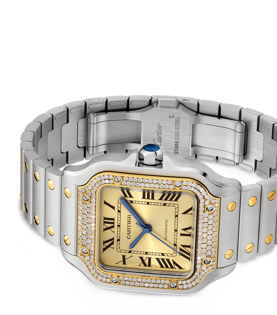 Stainless Steel and Diamond Santos de Cartier Watch 41.9mm GOLD Image 4