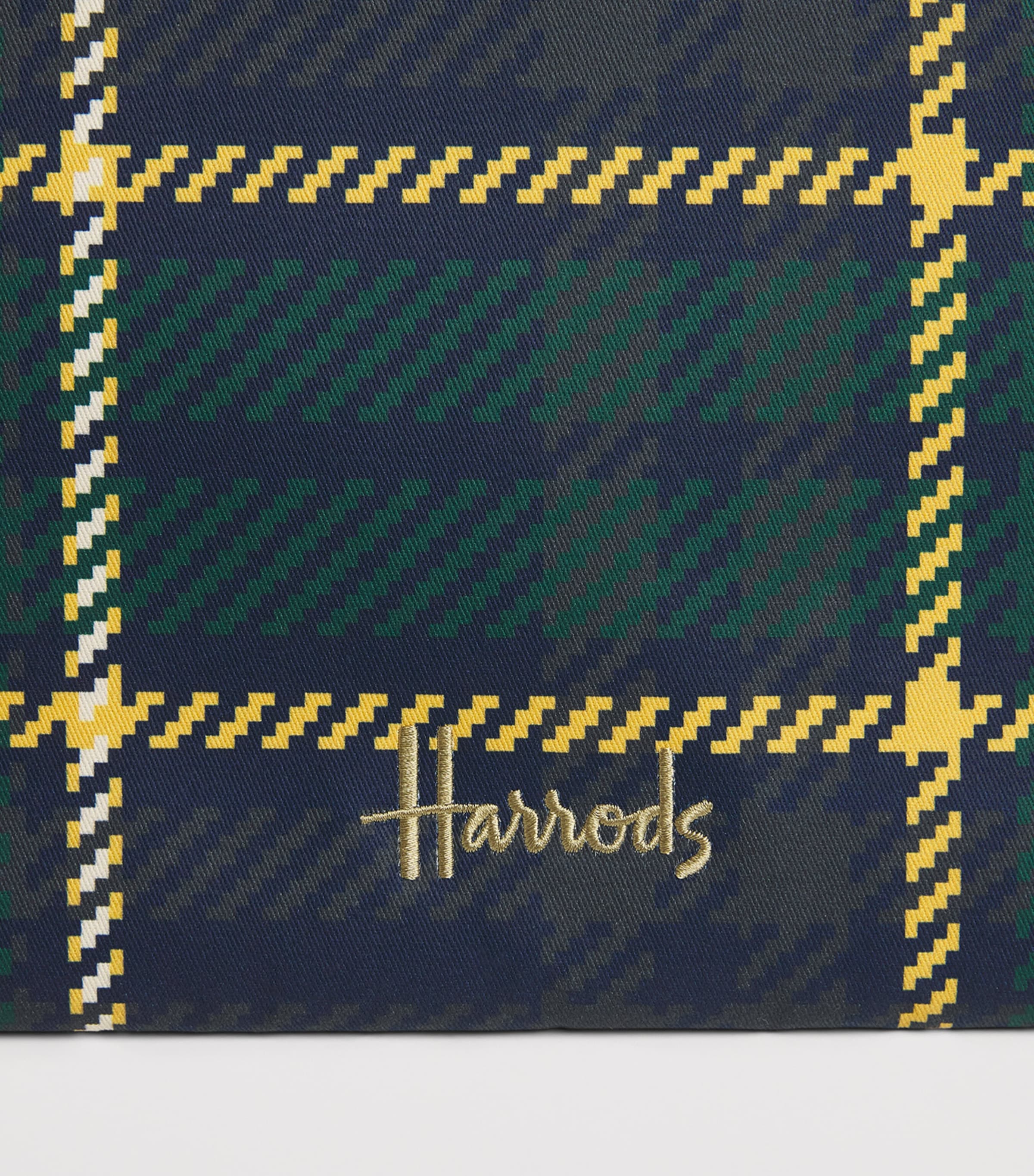 Harrods Tartan Zipped Tote Bag Navy Image 6