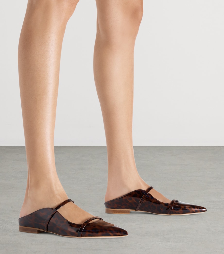 Patent Leather Leopard Print Maureen Mules BROWN Image 2