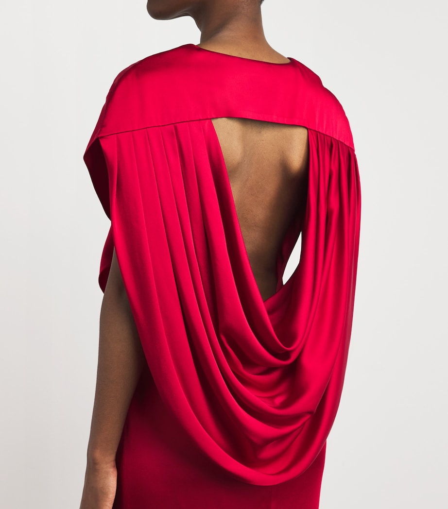 Satin V-Neck Gown 5001 RASPBERRY Image 4