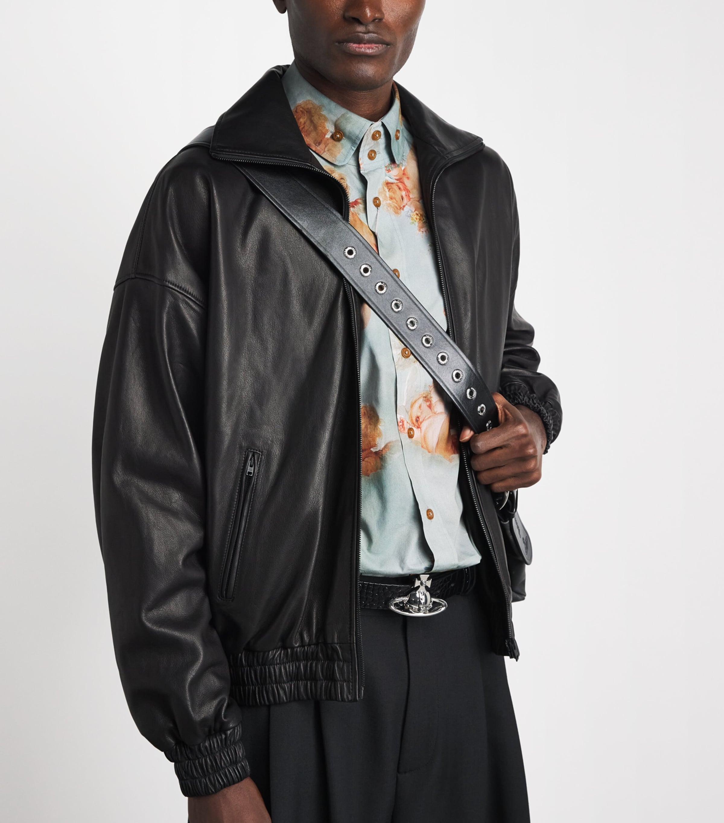 Vivienne Westwood Black Croc-Embossed Leather Orb Belt | Harrods US