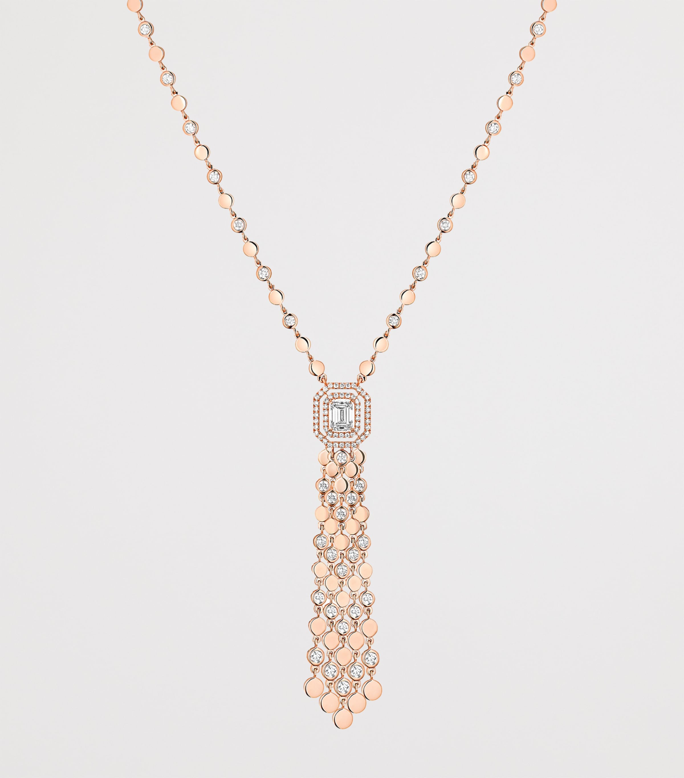 Messika D-Vibes Diamond and Pink Gold Tassel Necklace (1.66ct) Pink Gold Image 3