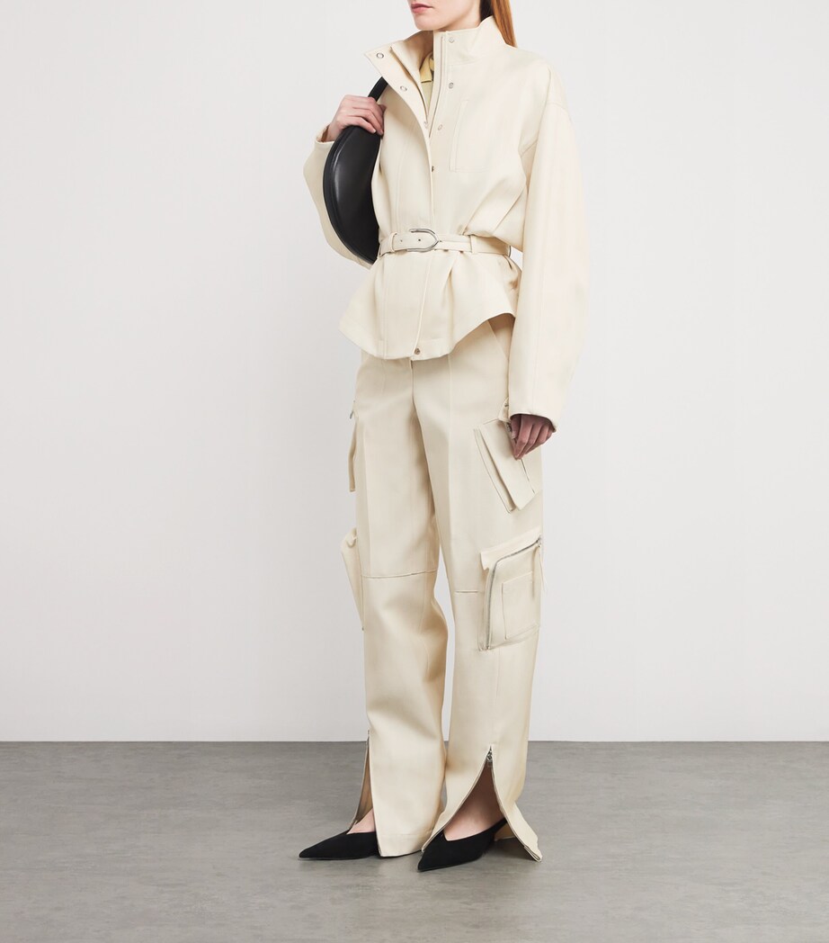 Jacquemus Womens The Atelier Cargo Trousers Light Beige Image 2