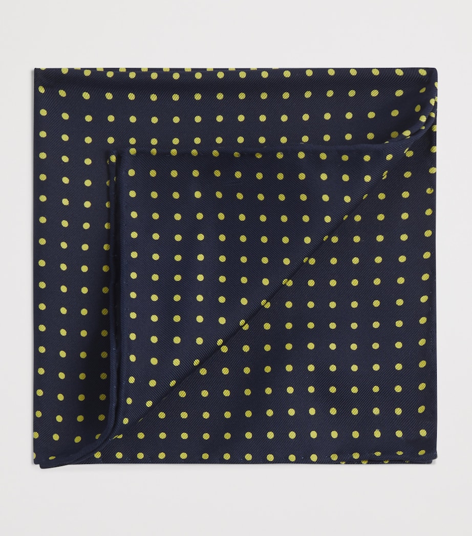 Mulberry Silk Polka Dot Pocket Square 428SPRING NAVY Image 2