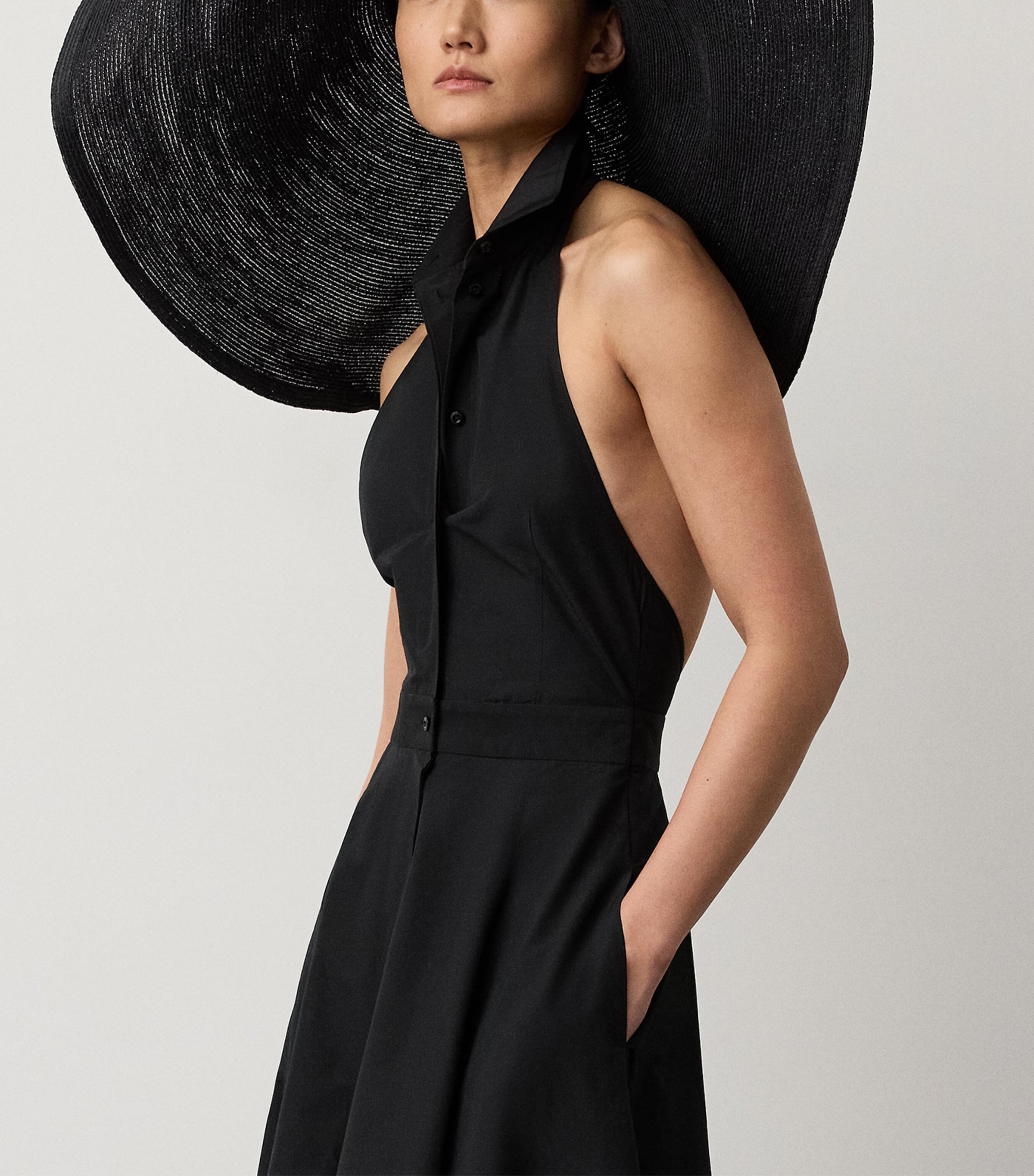 Ralph Lauren Collection Womens Cotton-Blend Poplin Eldred Maxi Dress Black Image 3