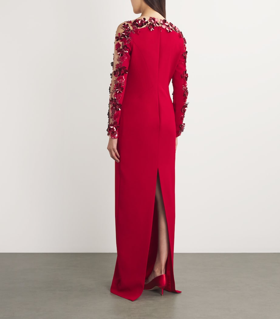Crepe Embellished Gown SCARLET/SCARLET Image 3