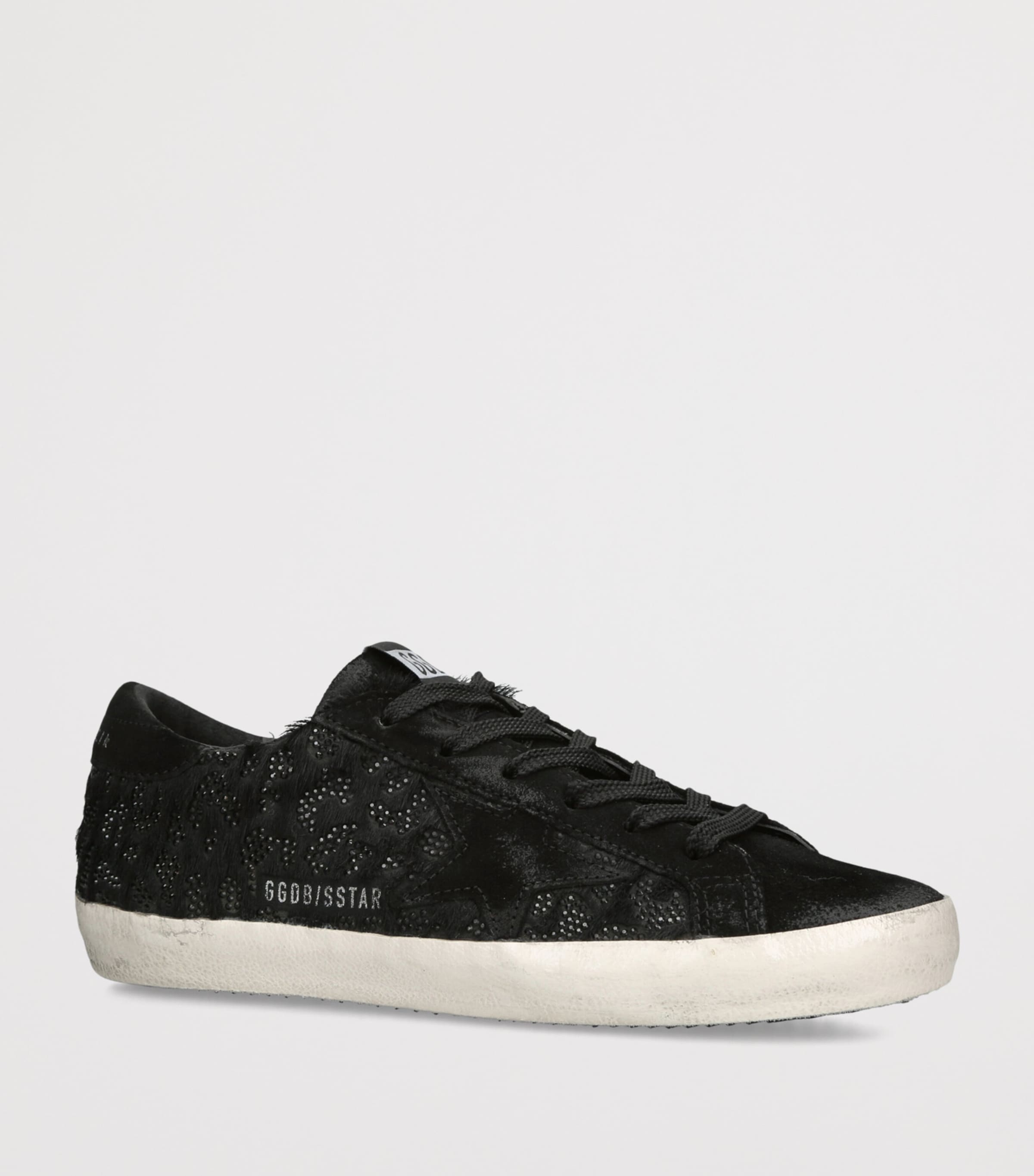 Golden Goose Embellished-Leather Super-Star Sneakers Black Image 3