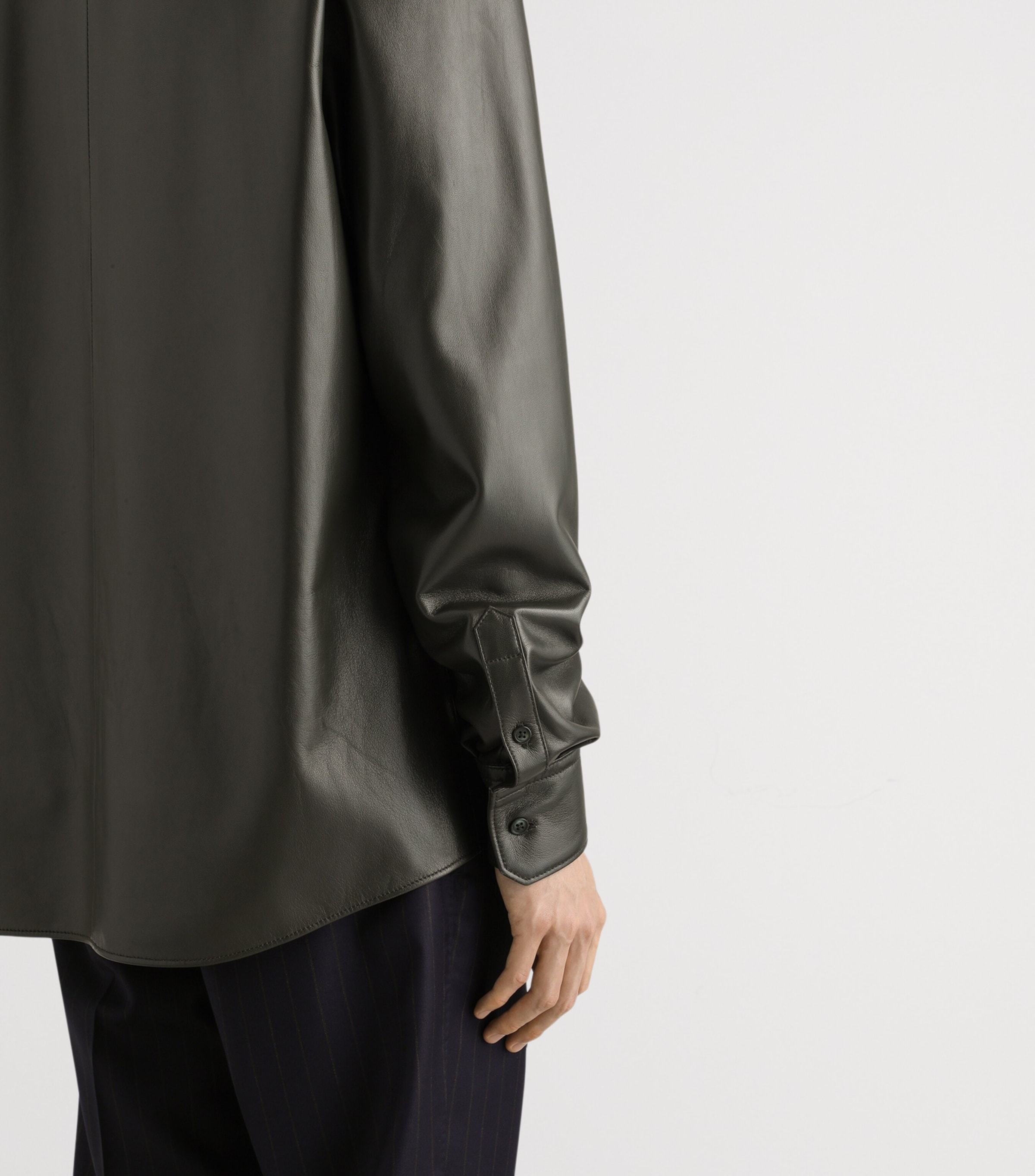 Dolce&Gabbana Mens Leather Shirt Dark Green Image 5