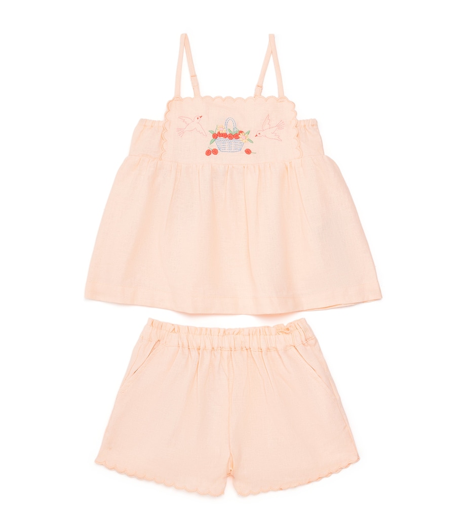 Gingersnaps Linen-Blend Hinata Dress and Shorts Set (6-36 Months) Peach Image 1